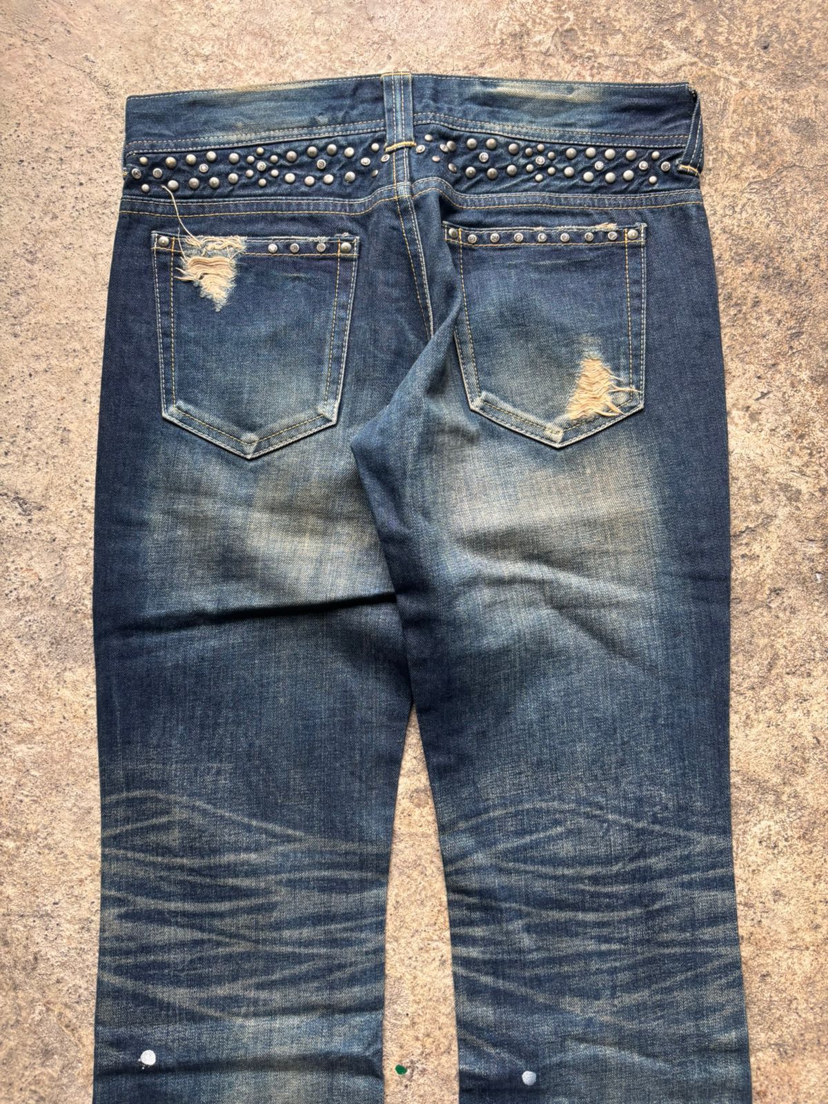 Japanese Brand 2000s Varosh Japan Swarovski Studded Flared Jeans Size US 30 / EU 46 - 2 Thumbnail