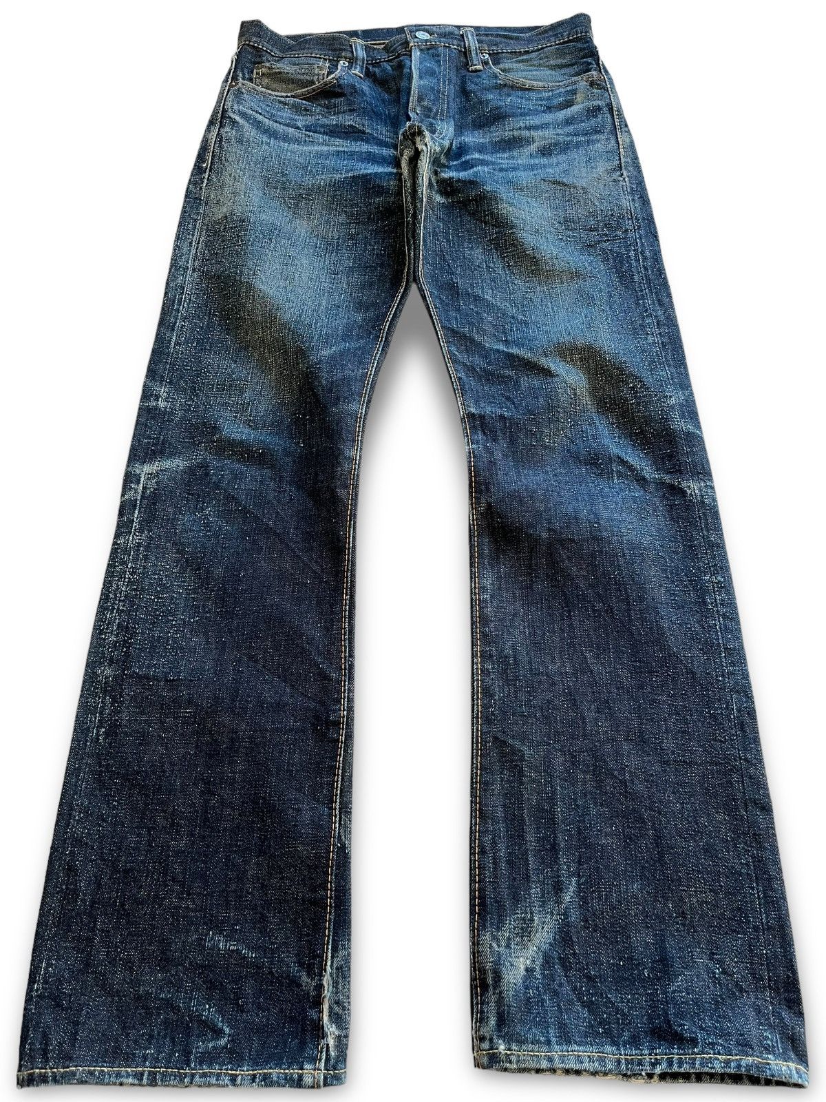 image of The Strike Gold x Union Made Vintage Japanese Strike Gold Selvedge Baggy Jeans 27.65 Oz in Blue Den