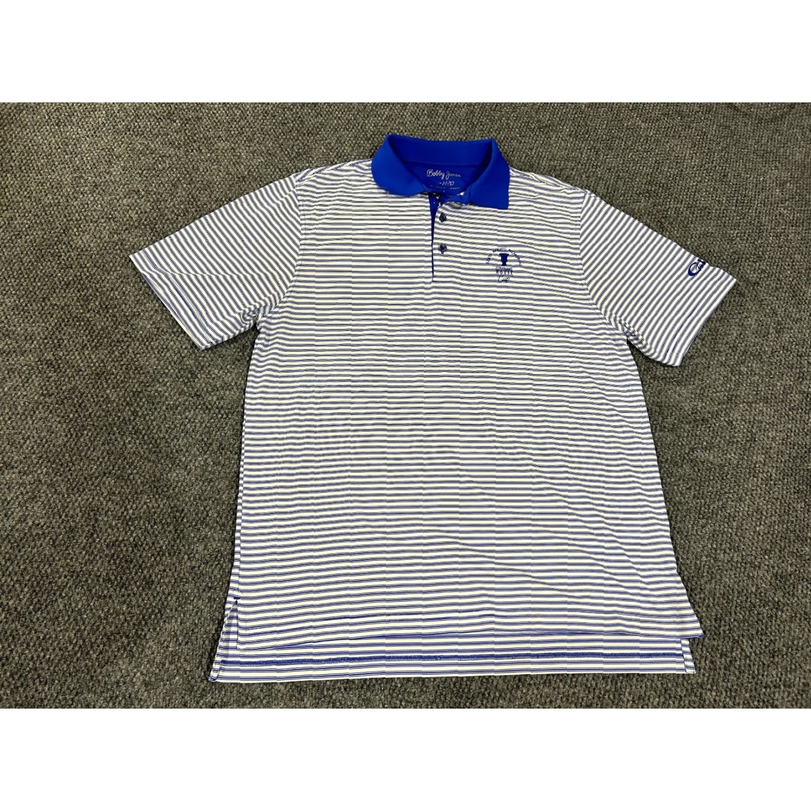 Vintage Bobby Jones Polo Shirt Mens L Blue Striped Performance Stretch Casual Golf Shirt Mens Size L Blue Striped Polo Size US L / EU 52-54 / 3 - 2 Thumbnail