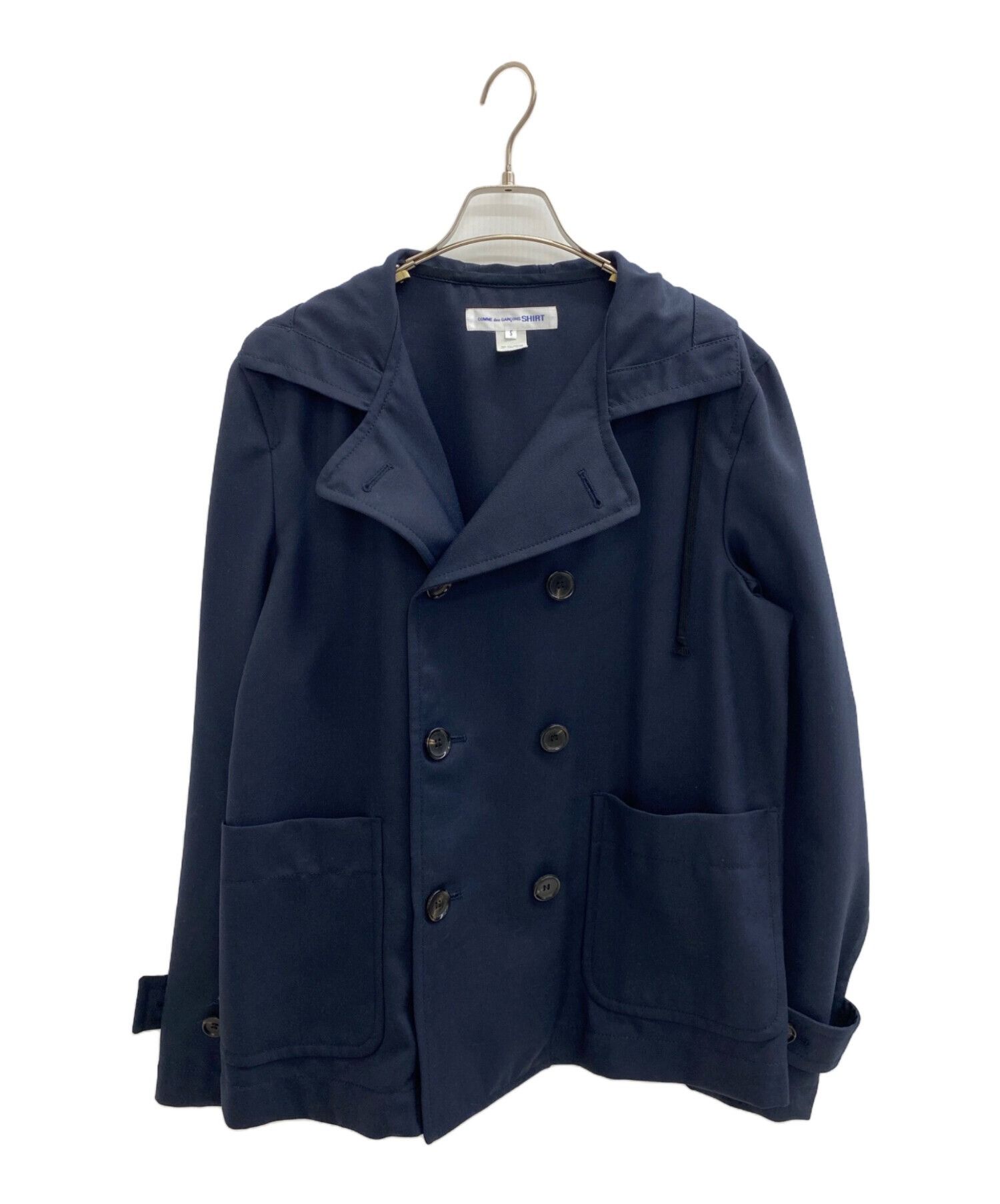 COMME des GARCONS SHIRT Hooded Double-Breasted Jacket Navy S