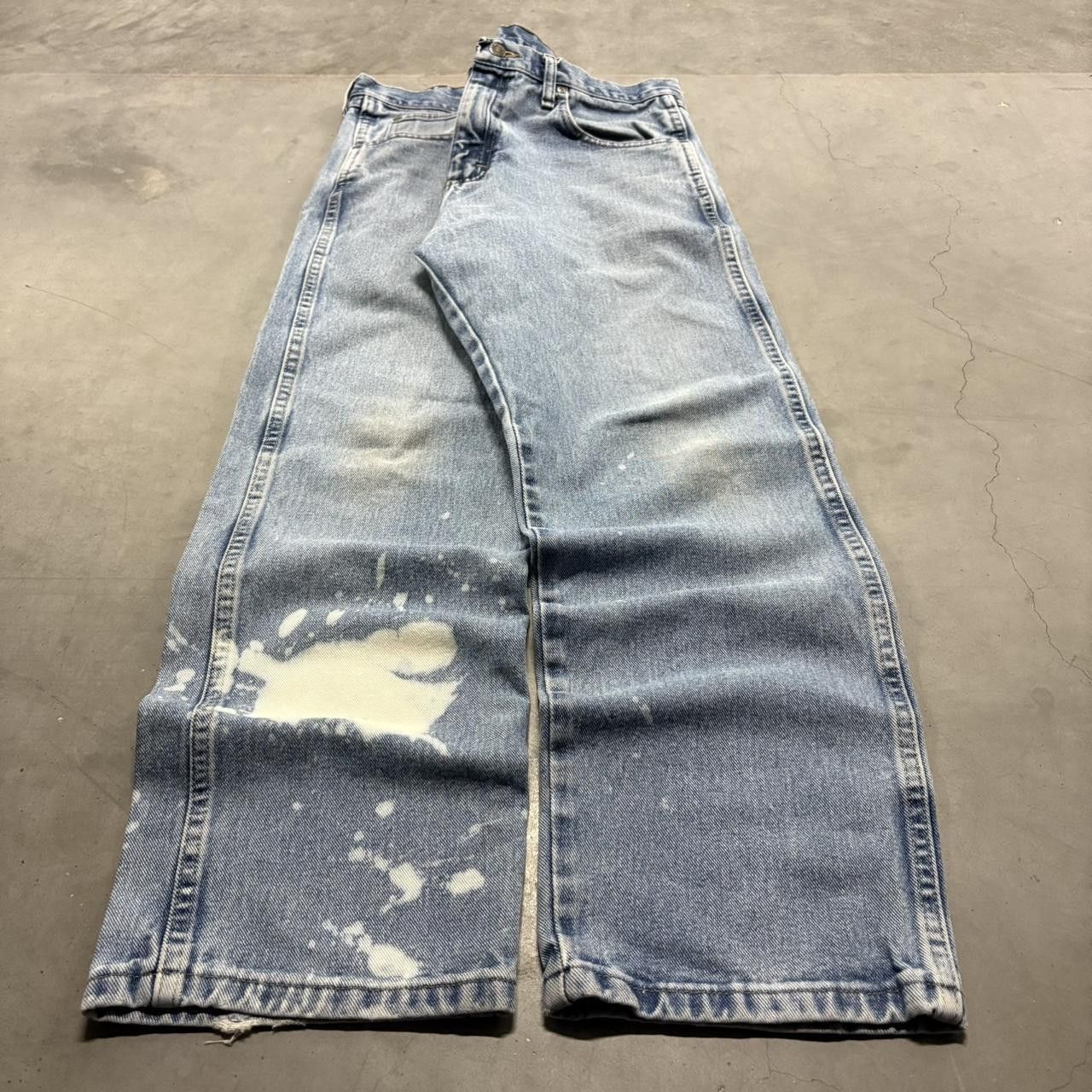 Vintage Crazy Vintage Y2K/2000s Baggy Medium Blue Wash Bleach Splatter Denim Jeans! Size US 34 / EU 50 - 3 Thumbnail
