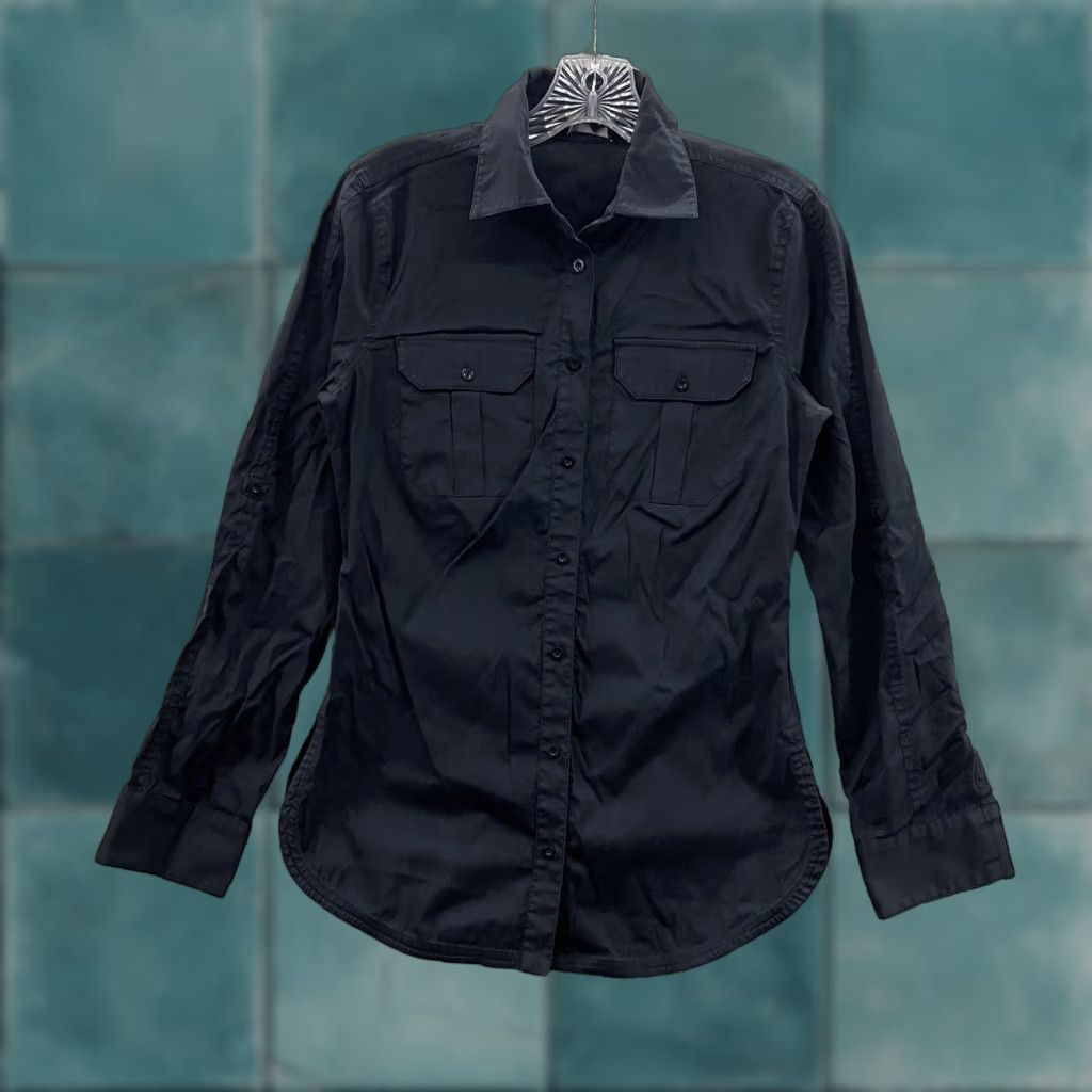 Bebe VINTAGE bebe Top Button Up Blouse Shirt Small Black Collared Office WomenS Size S / US 4 / IT 40 - 1 Thumbnail