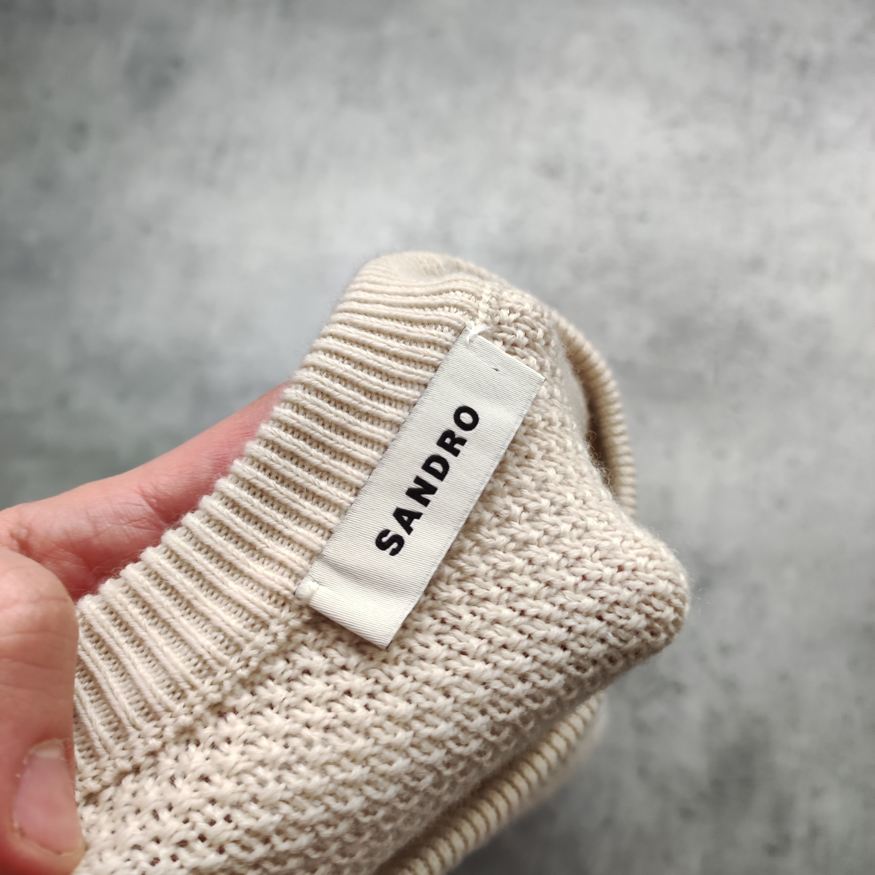 Sandro Sandro Paris Classic Pique Cream Wool Sweater Knitwear Size US L / EU 52-54 / 3 - 6 Thumbnail