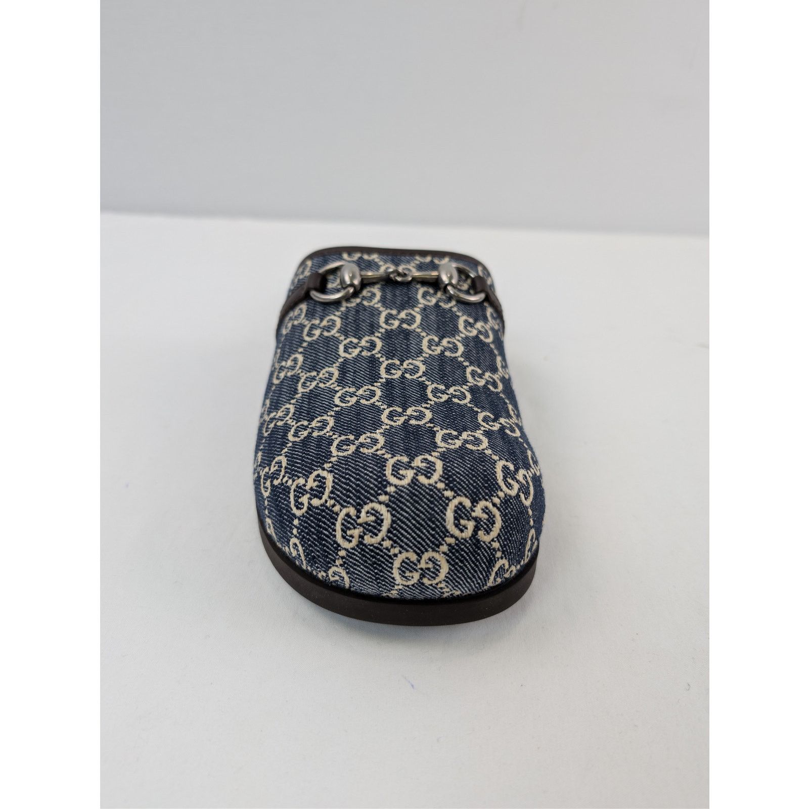 Gucci o1rshd1 Horsebit Mule Slide Sandals in Beige Blue/ Navy Blue Size US 8.5 / EU 41-42 - 15 Thumbnail