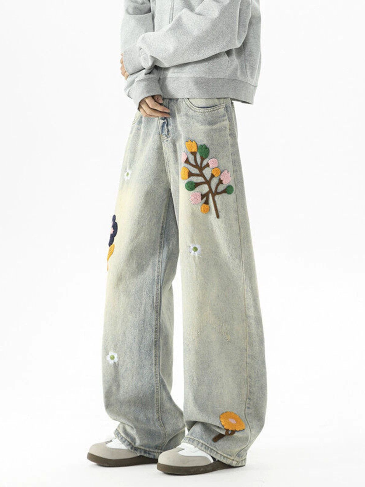 Jean American men's cleanfit flower embroidered flared jeans Size US 32 / EU 48 - 3 Thumbnail