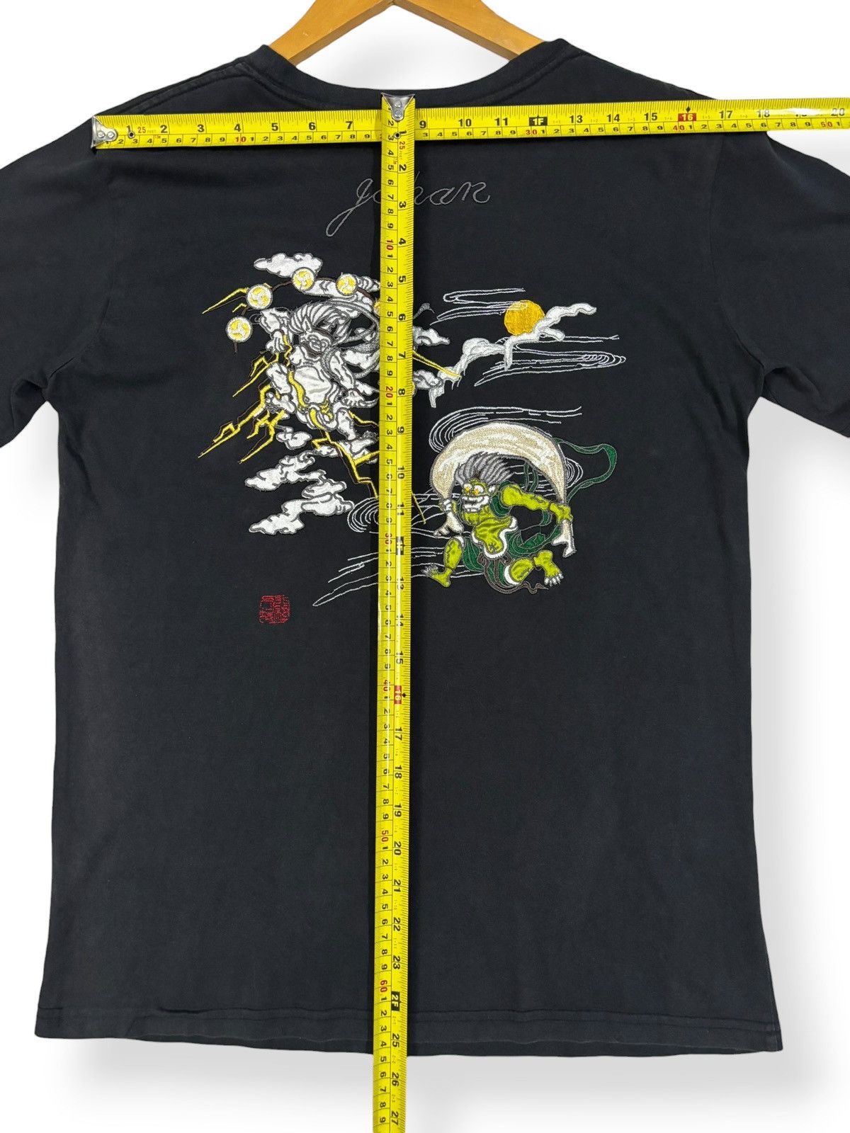 Karakuri Tamashii Zeku Japanese Fujin Raijin Embroidered Sukajan Style T-shirt Size US S / EU 44-46 / 1 - 15 Thumbnail