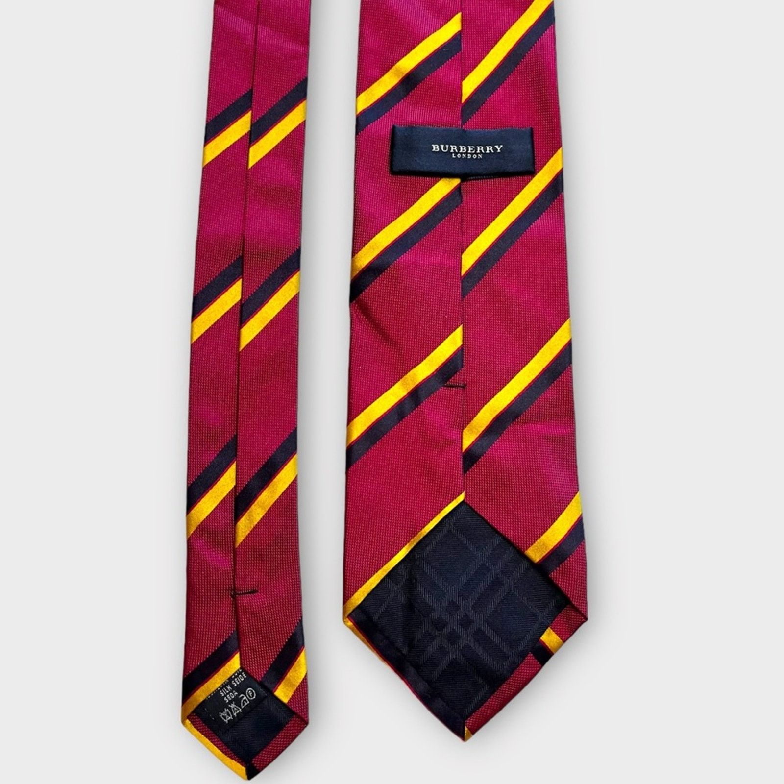 Burberry BURBERRY berry, navy & gold diagonal stripe silk tie Size ONE SIZE - 2 Thumbnail