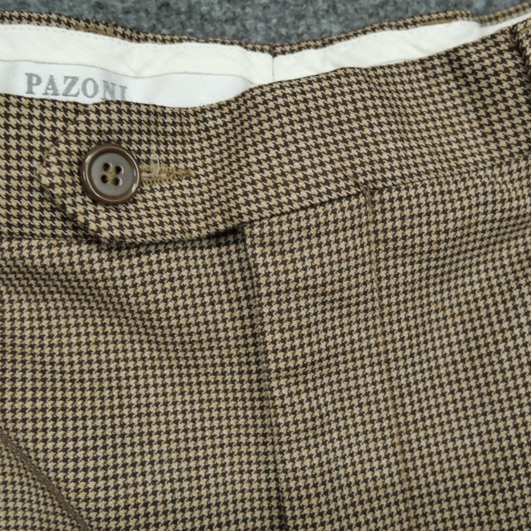 Vintage Pazoni Pants Mens 40 Brown Houndstooth Wool Slacks Pleated Straight 30 In Inseam Brown Mens Pants Size US 40 / EU 56 - 3 Thumbnail