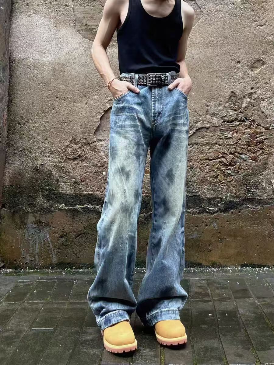 Japanese Brand × Jean Vintage Dirty Wash Inkjet Heavyweight High Street Jeans Size US 30 / EU 46 - 2 Thumbnail