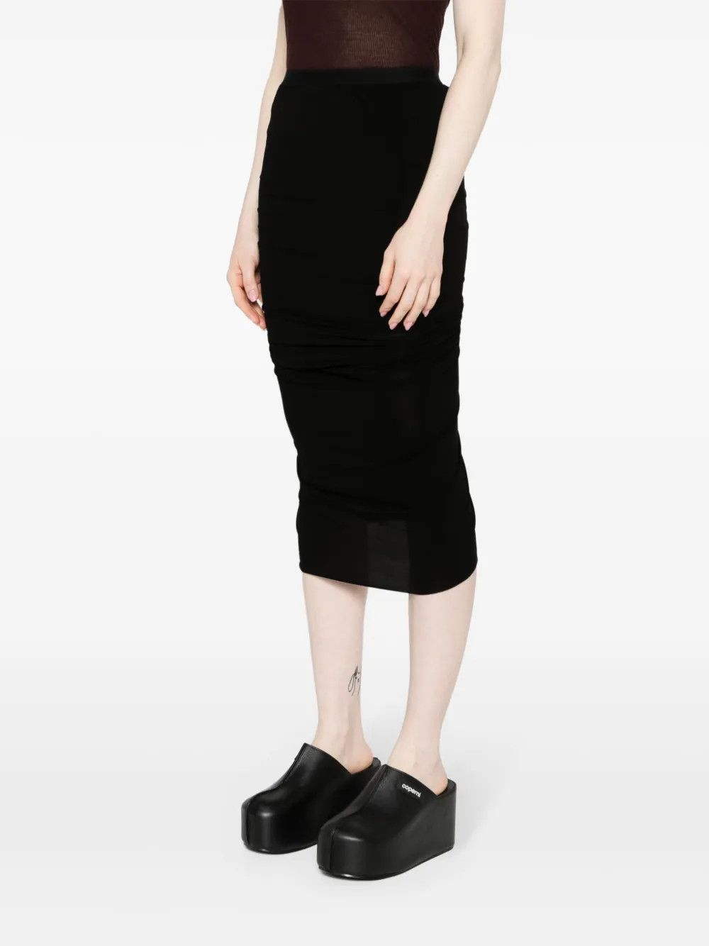 Rick Owens o1y0126 Midi Skirt in Black Size 28" / US 6 / IT 42 - 2 Thumbnail