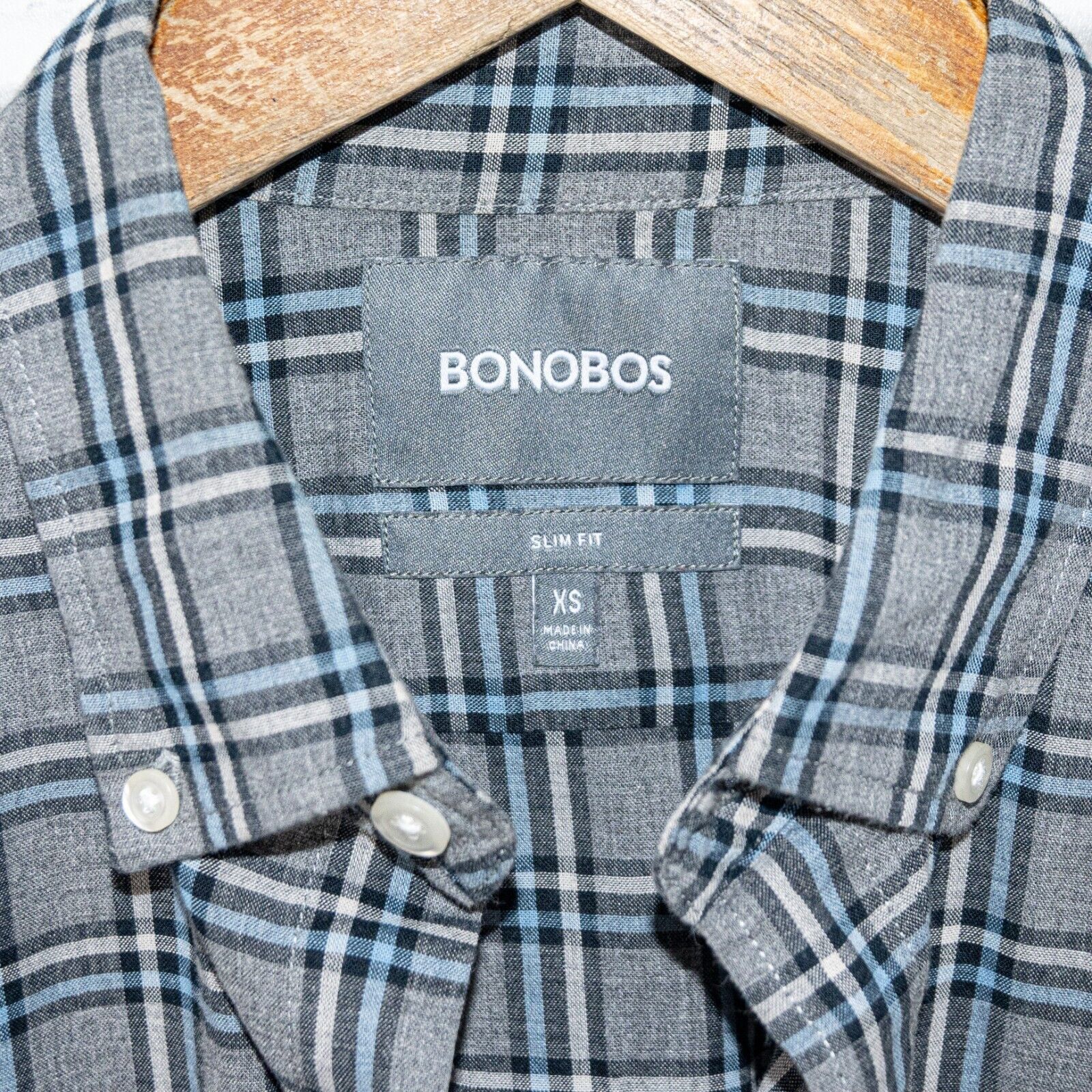Bonobos BONOBOS Men's Slim Fit Button Down Shirt Gray Plaid Cotton Size US XS / EU 42 / 0 - 3 Thumbnail