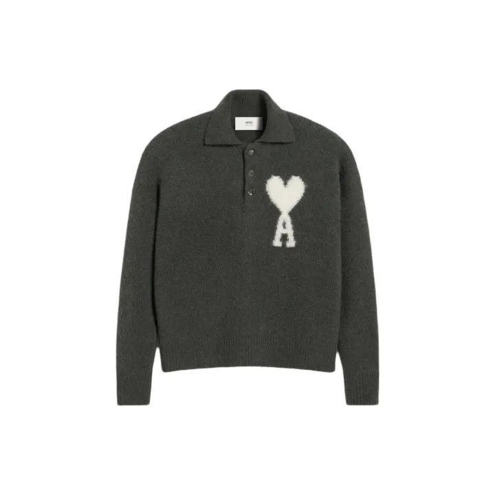 AMI AMIPARIS FW24 Heart Pattern Knit Polo Sweater -2507 Size US S / EU 44-46 / 1 - 2 Thumbnail