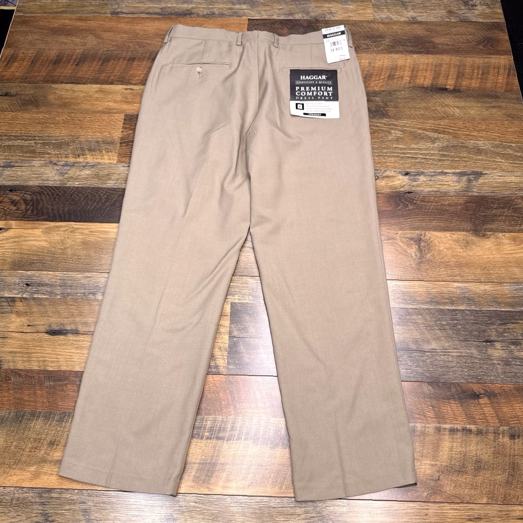 Haggar Haggar Dress Pants Mens 34x29 Khaki Straight Fit New Comfort Zip Pockets Flat Front Classic Modern Size US 34 / EU 50 - 3 Thumbnail