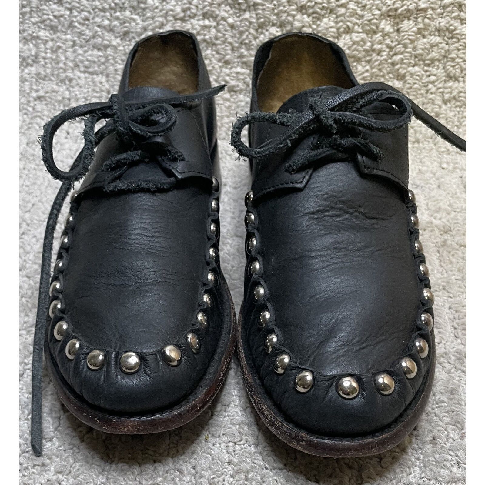 John Fluevog Black Leather Diotima Flats 6W Oxford Shoes