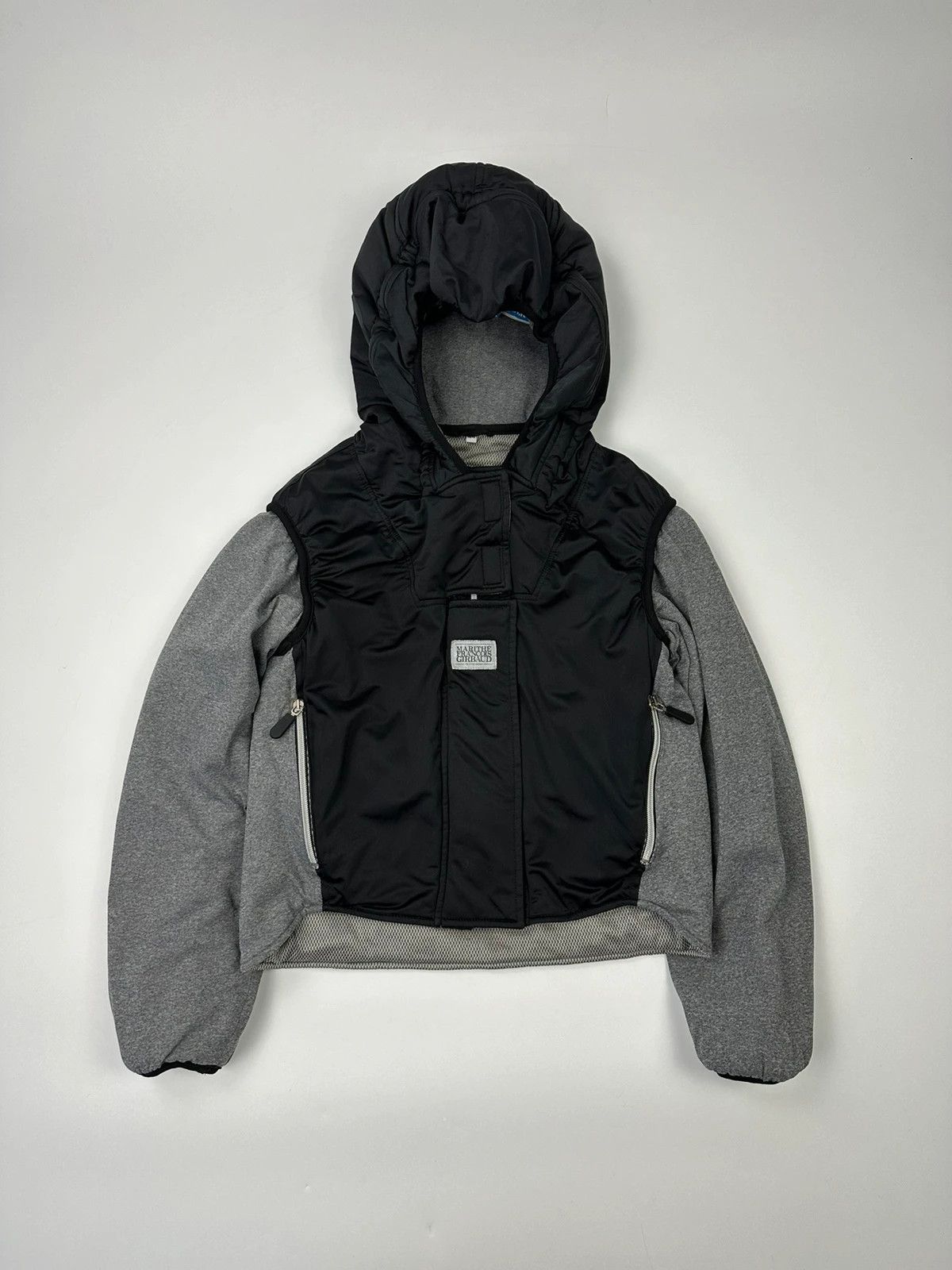 Marithe + Francois Girbaud Marithé François Girbaud 80s Puffy Black Grey Hooded Jacket Size M / US 6-8 / IT 42-44 - 1 Thumbnail