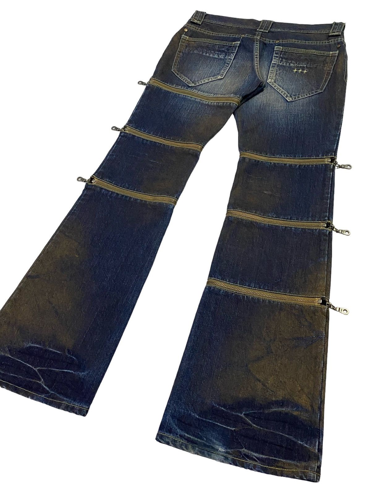 Beauty Beast Rare‼️Empire of the Baal Flare Multi-Zip Denim Jeans Size 30" / US 8 / IT 44 - 22 Thumbnail