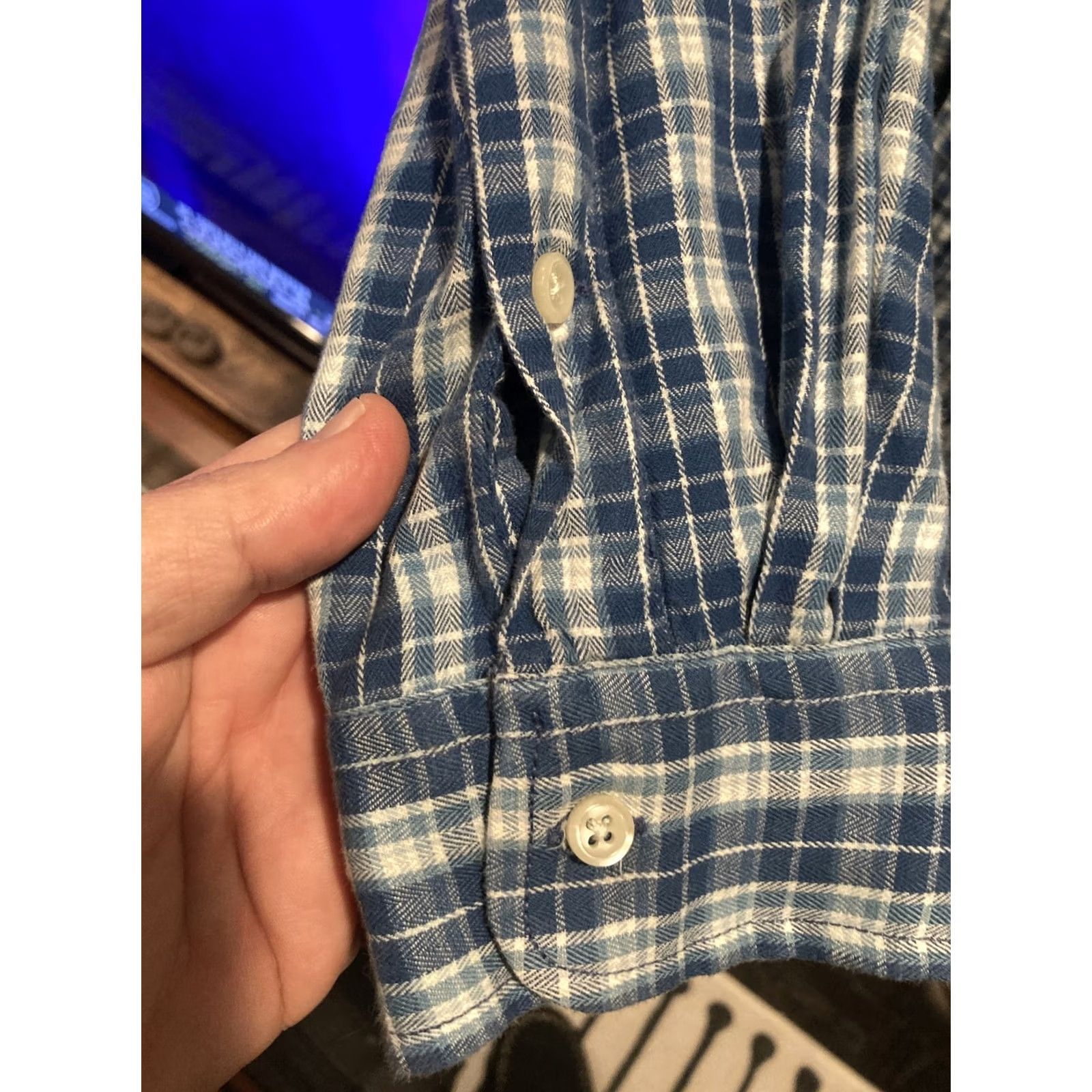 Ralph Lauren VINTAGE Ralph Lauren Polo Sport Shirt Plaid Flannel Blue Blue XL Men Button-Up Long Sleeve Sports - Size US XL / EU 56 / 4 - 4 Thumbnail