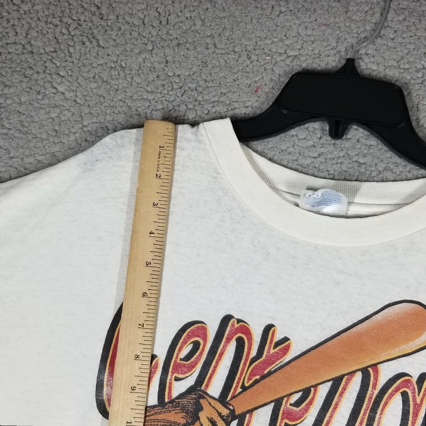 Hanes VINTAGE Centenary The Power Shirt Mens XL White Baseball Graphic 90s Hanes T-Shirt Crew Neck Short Sleeve Graphic Print Mens Size US XL / EU 56 / 4 - 3 Thumbnail
