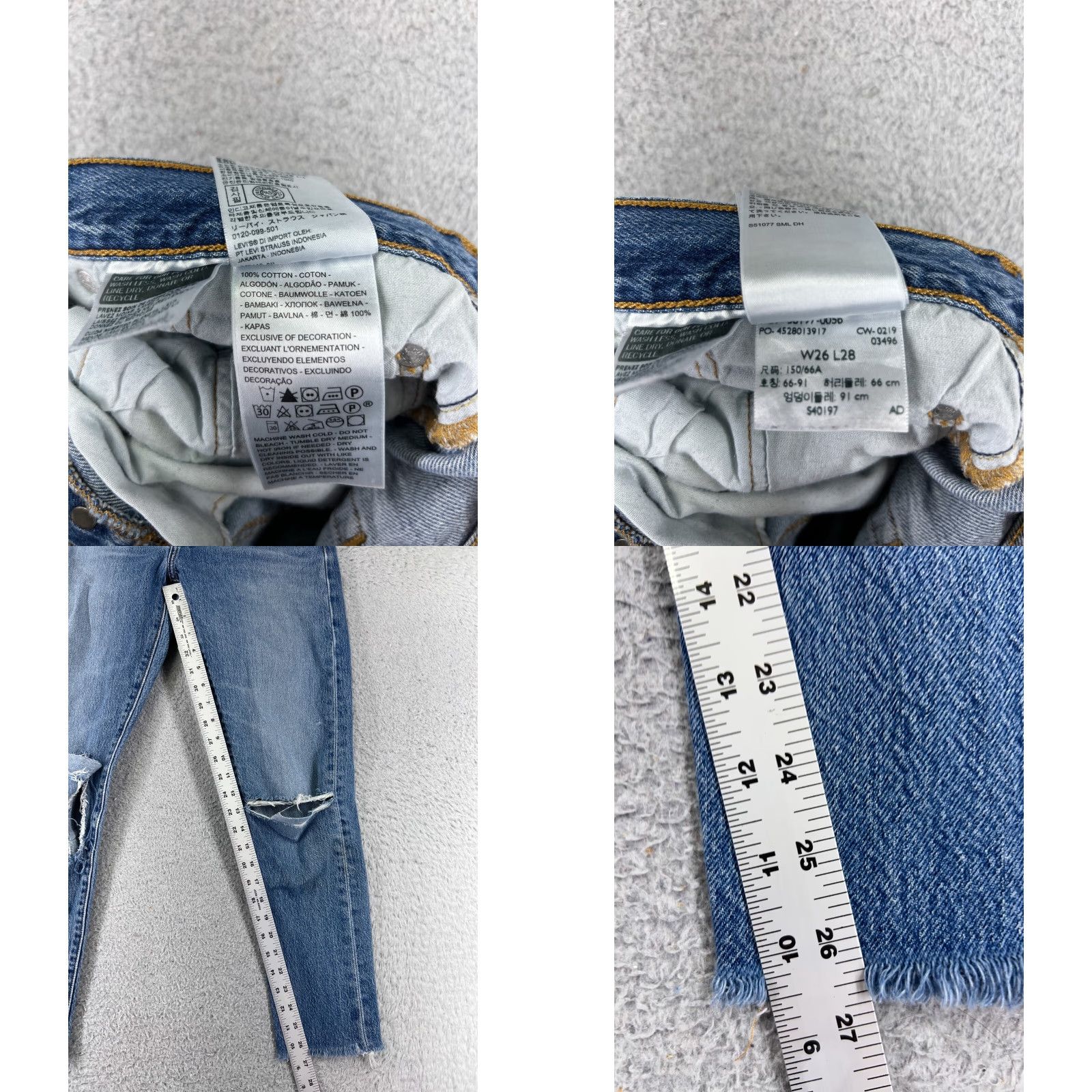 Levi's Levis Jeans Womens 26 Blue Denim 501 Tapered Premium Big E XX Button Fly Cotton Size 26" / US 2 / IT 38 - 8 Thumbnail