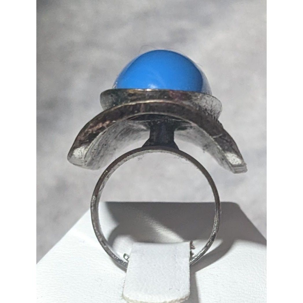Other Bohemian Large Blue Stone Silver Tone Adjustable Ring Size 6 Size ONE SIZE - 5 Thumbnail