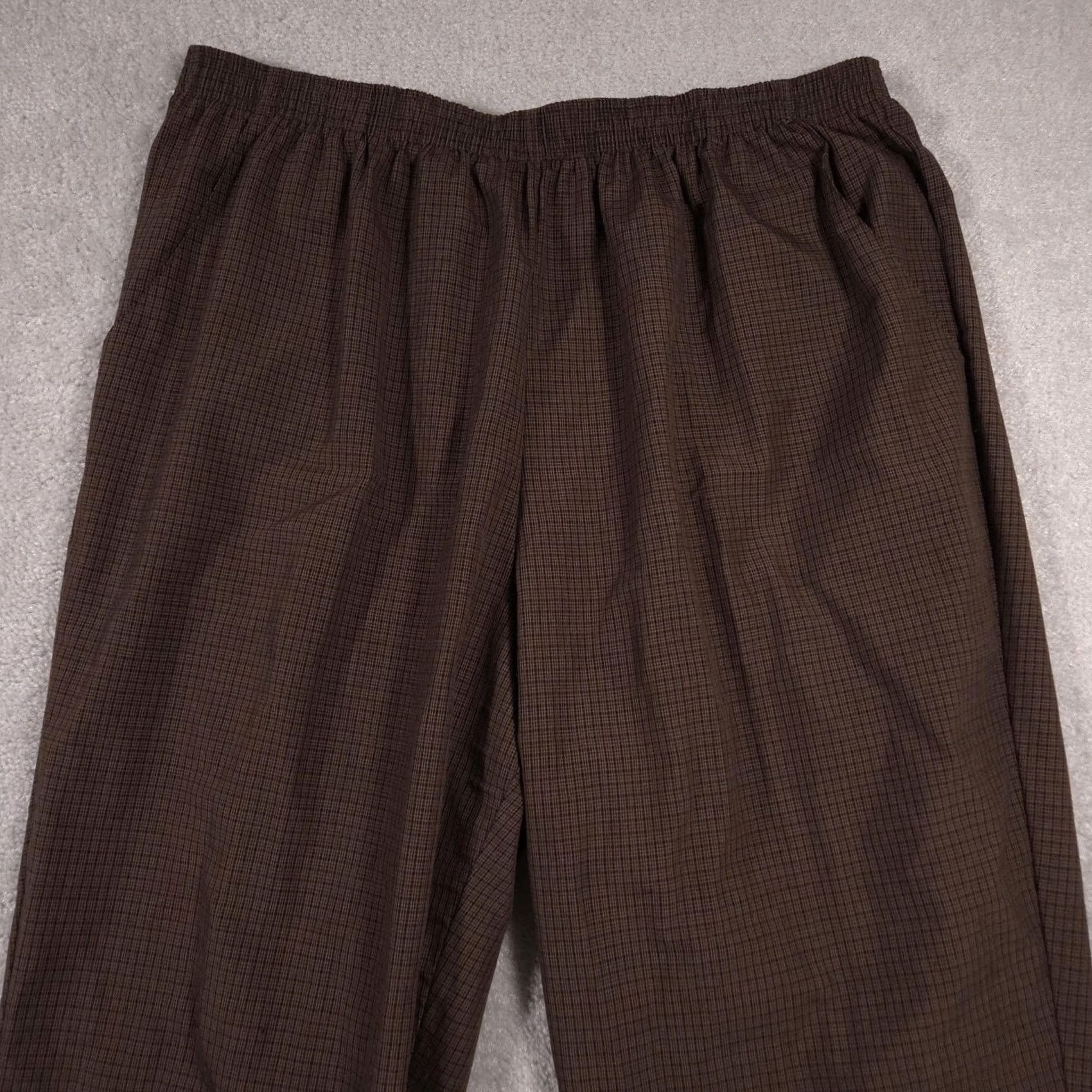 Vintage Br Briggs Plus Size Womens Plaid Brown Polyester Pants 24W Elastic Waist Size 42" / US 20 - 3 Thumbnail