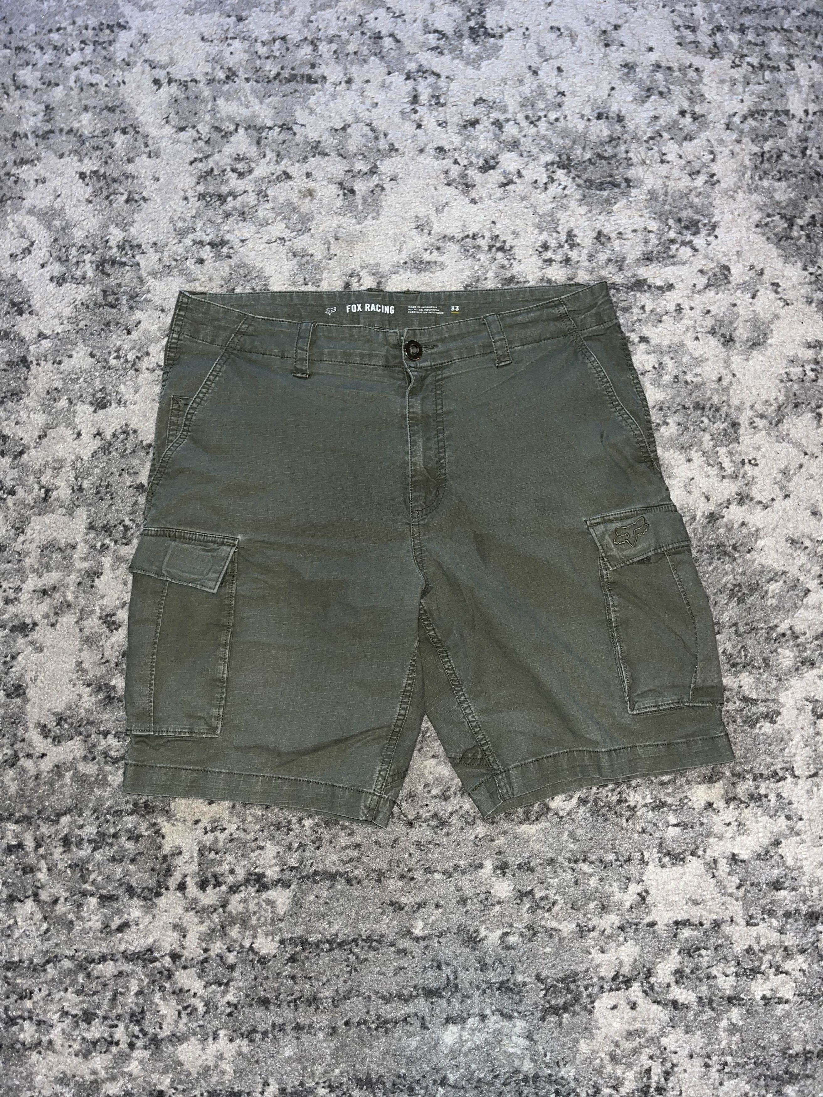 Fox Racing 2000’s Army Green Fox Racing Cargo Shorts Size US 33 - 1 Thumbnail
