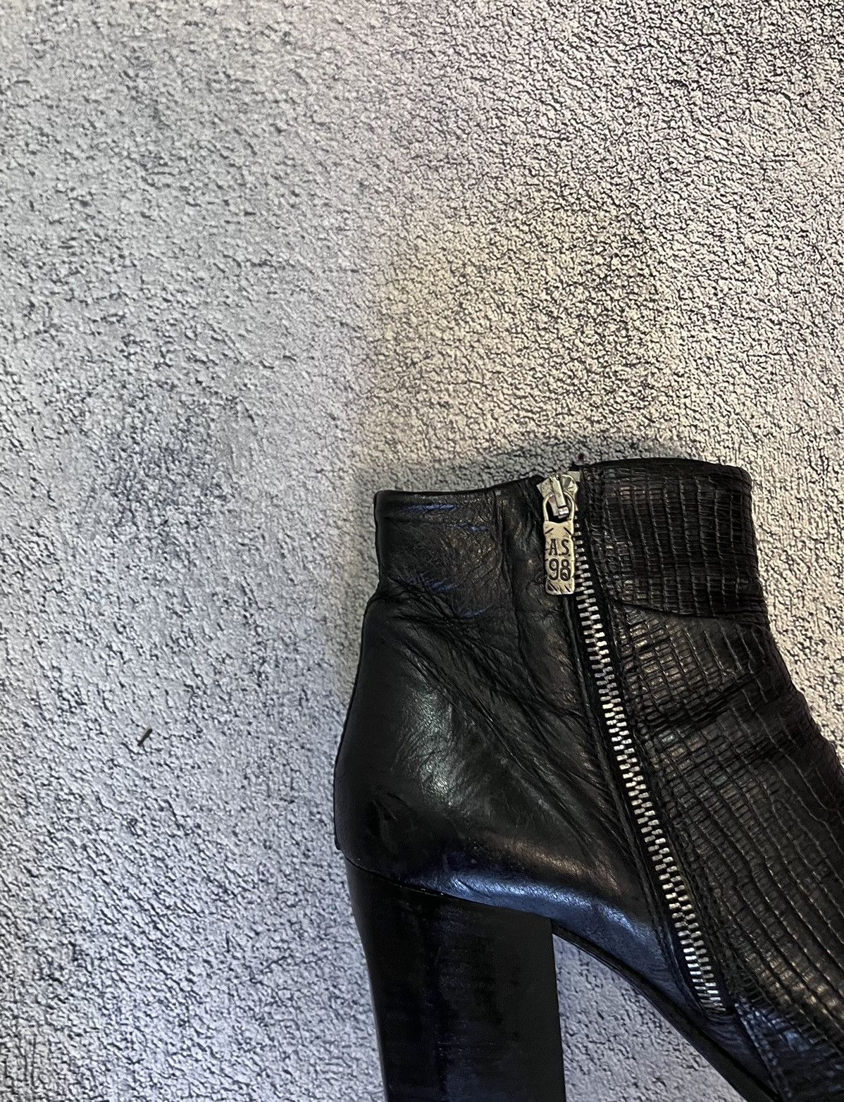 A.S.98 AS.98 Black Textured Leather Block Heel Boots Size 40 Size US 10 / IT 40 - 24 Thumbnail