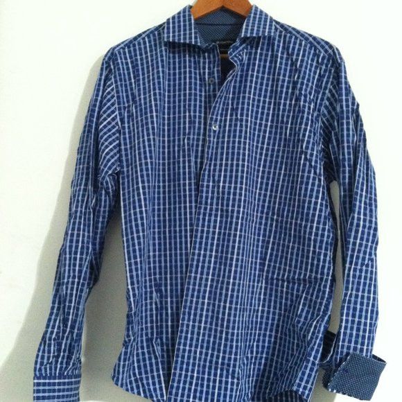 BUGATCHI BUGATCHI MENS BLUE COTTON BUTTON DOWN CASUAL SHIRT SIZE: L Size US L / EU 52-54 / 3 - 3 Thumbnail