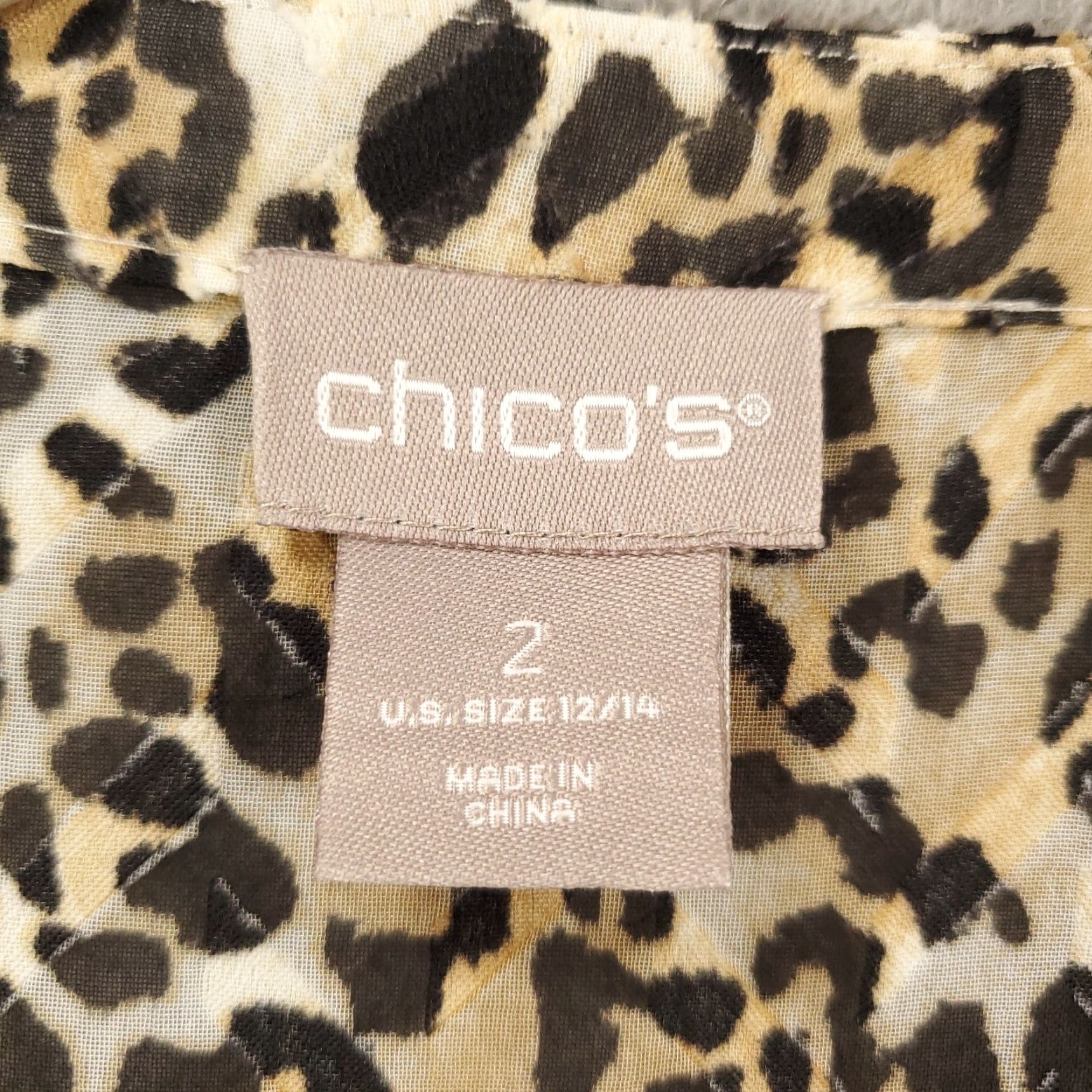Vintage Chicos Blouse Womens Large Leopard Jaguar Animal Print Ruffled Hidden Button Up Size L / US 10 / IT 46 - 6 Thumbnail