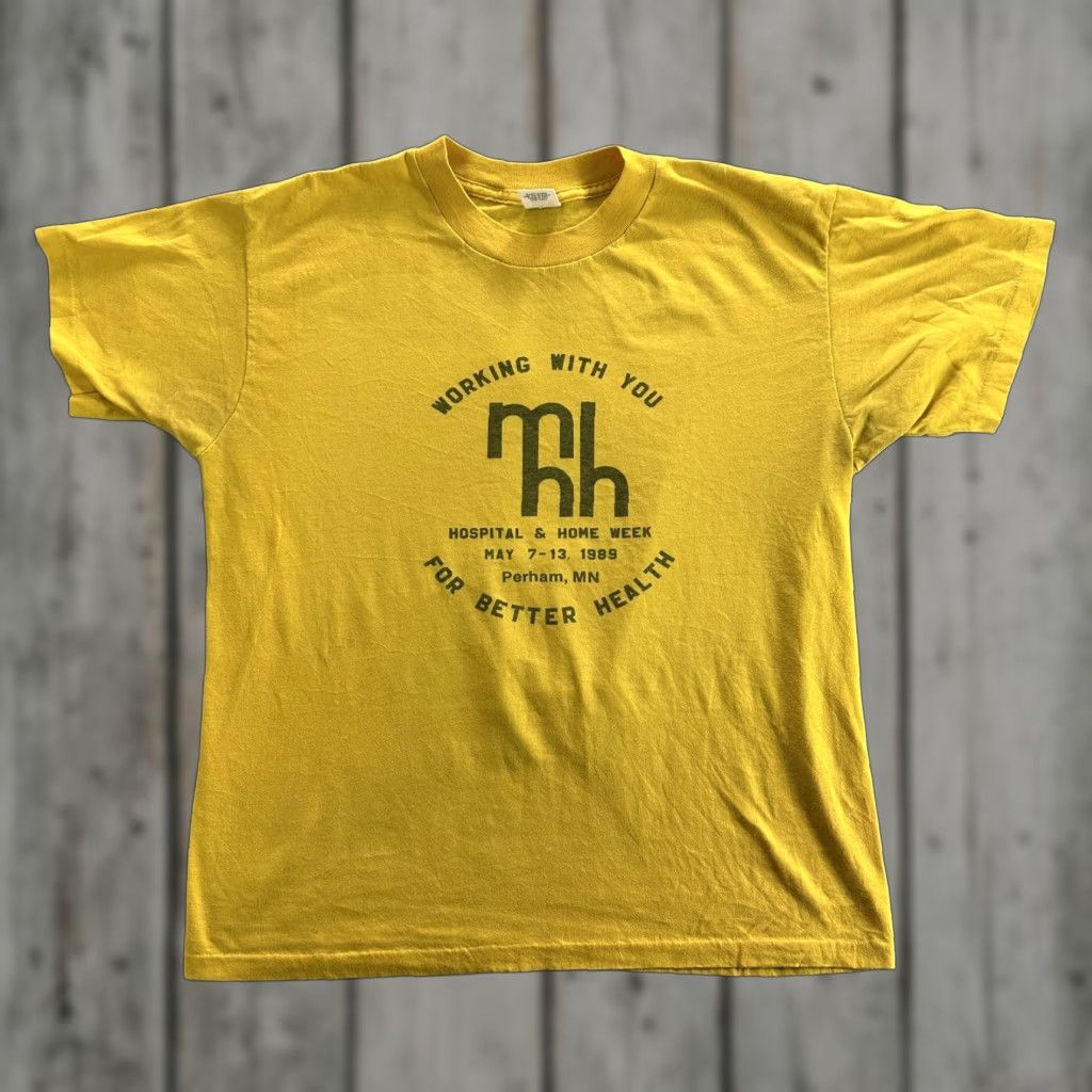 Vintage VINTAGE Hospital Home Week Shirt Mens Large Yellow Working With You Health 1989 80s Size US L / EU 52-54 / 3 - 1 Thumbnail