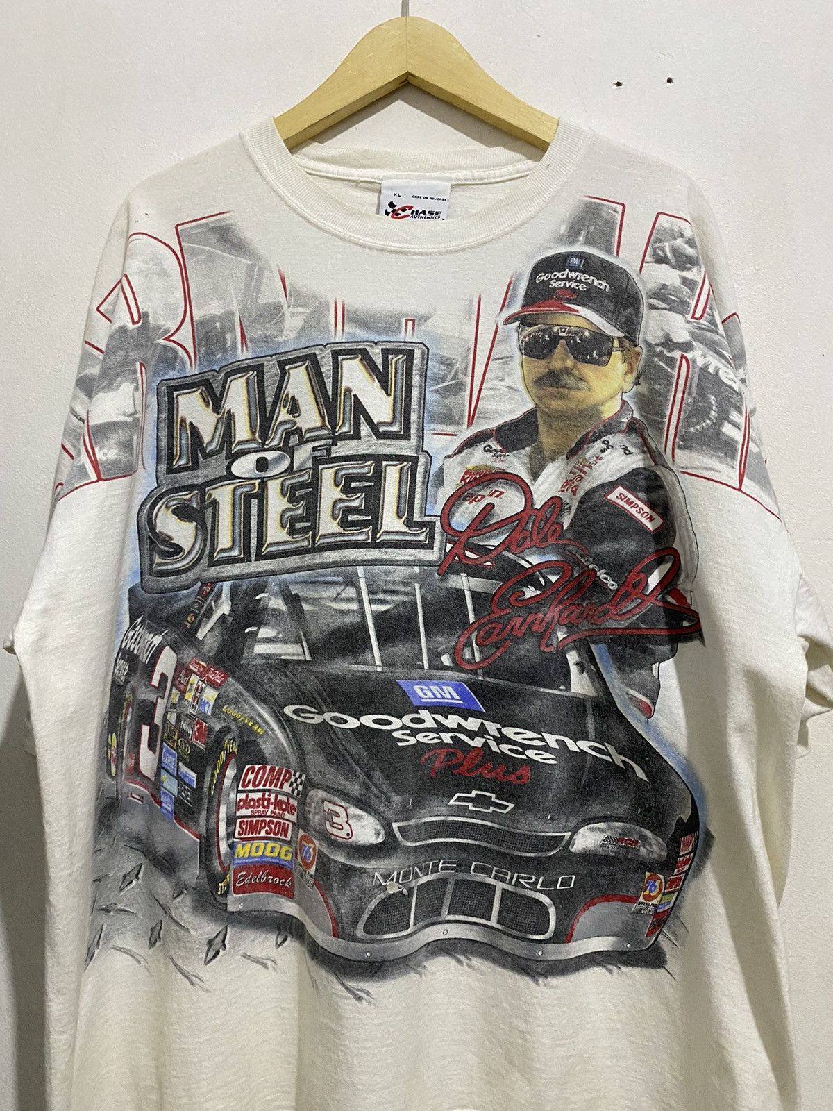 90s Dale Earnhardt Brickyard 400 store NASCAR All Over Print Chase Authentics Tee XL