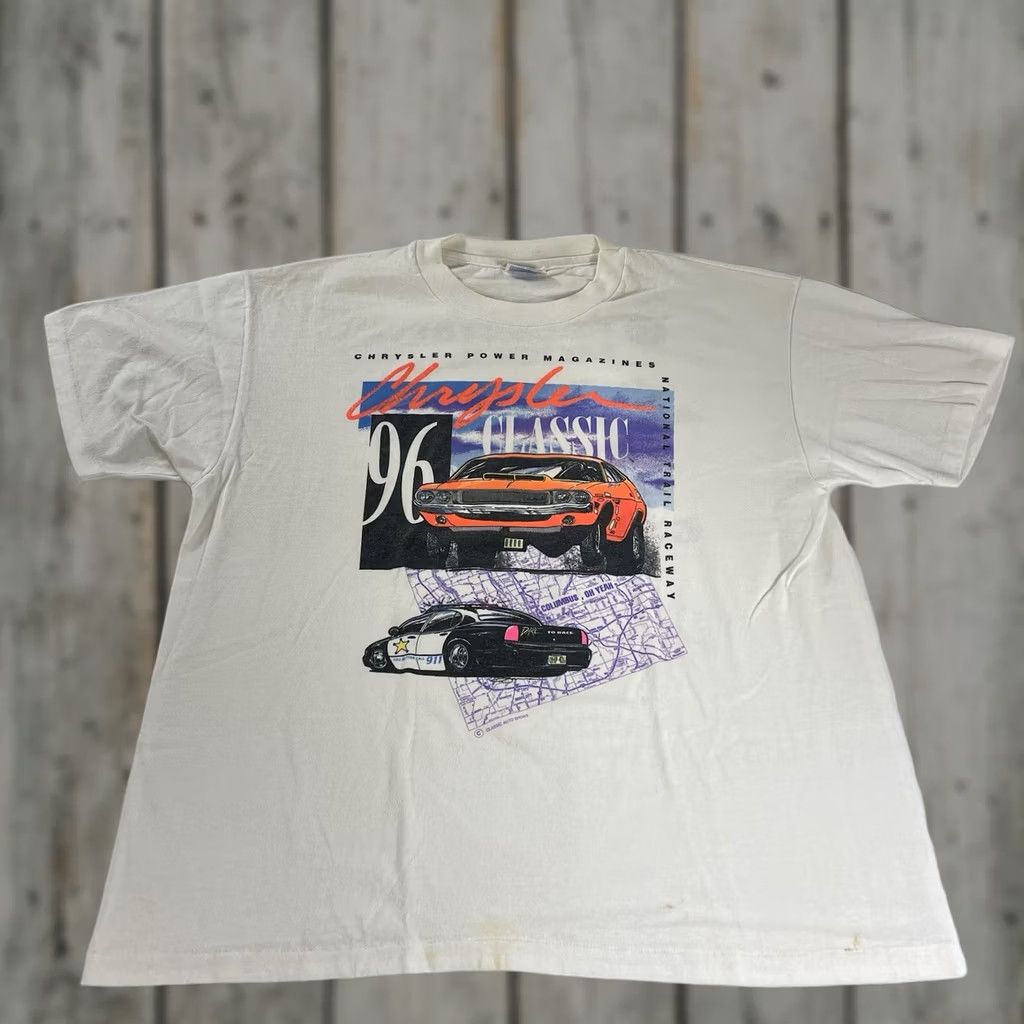 Hanes VINTAGE Hanes T-Shirt Men L White 1990s Classic Graphic 90s Chrysler MOPAR Dodge Single Stitch Cotton Blend Polyester Blend Graphic Print Shirt Mens Size US L / EU 52-54 / 3 - 1 Thumbnail