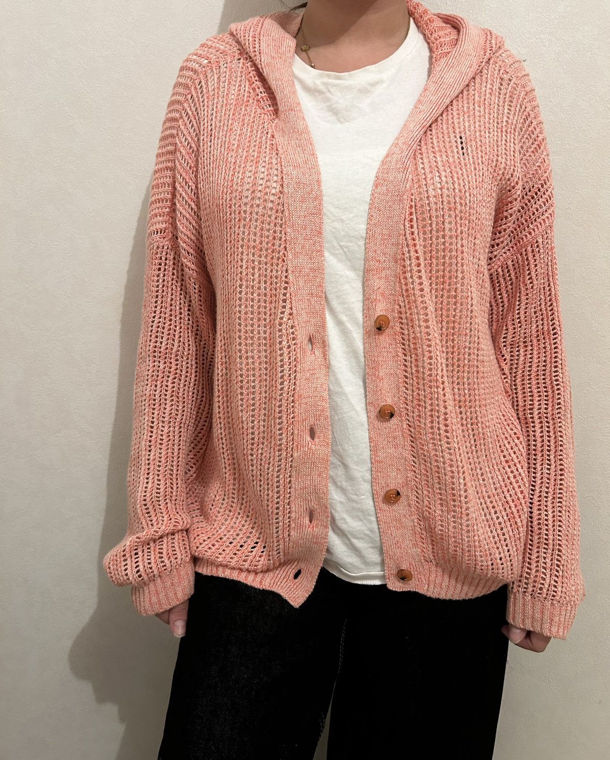 Roberto Collina Roberto Collina Pink Hooded Cardigan Open Knit Linen Size M Size M / US 6-8 / IT 42-44 - 9 Thumbnail