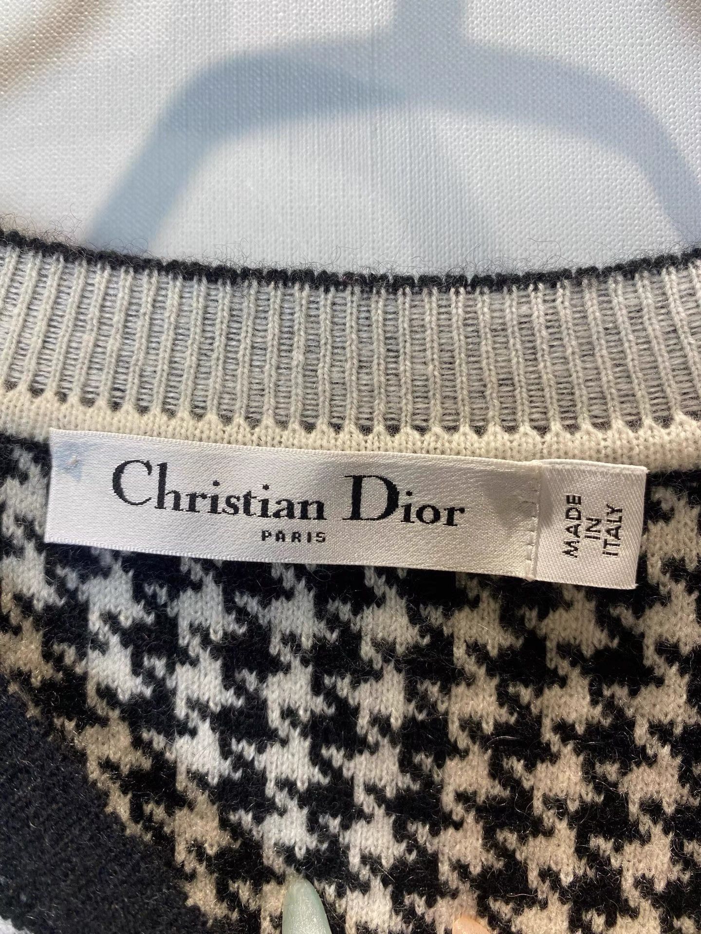 Dior Dior Black and White Houndstooth Logo Cashmere Sweater K36 Size XS / US 0-2 / IT 36-38 - 3 Thumbnail