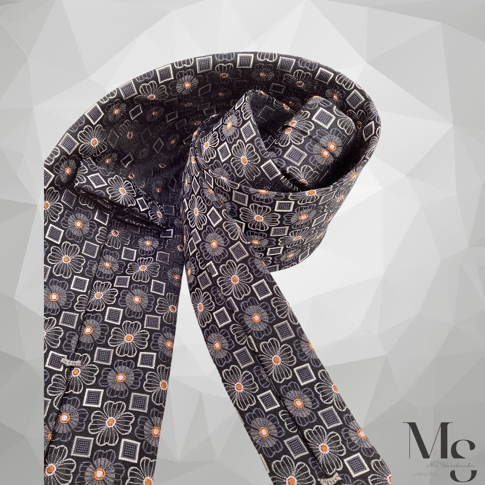 Ermenegildo Zegna ERMENEGILDO ZEGNA Gray Floral Luxury Silk Tie Made In Italy Size ONE SIZE - 3 Thumbnail