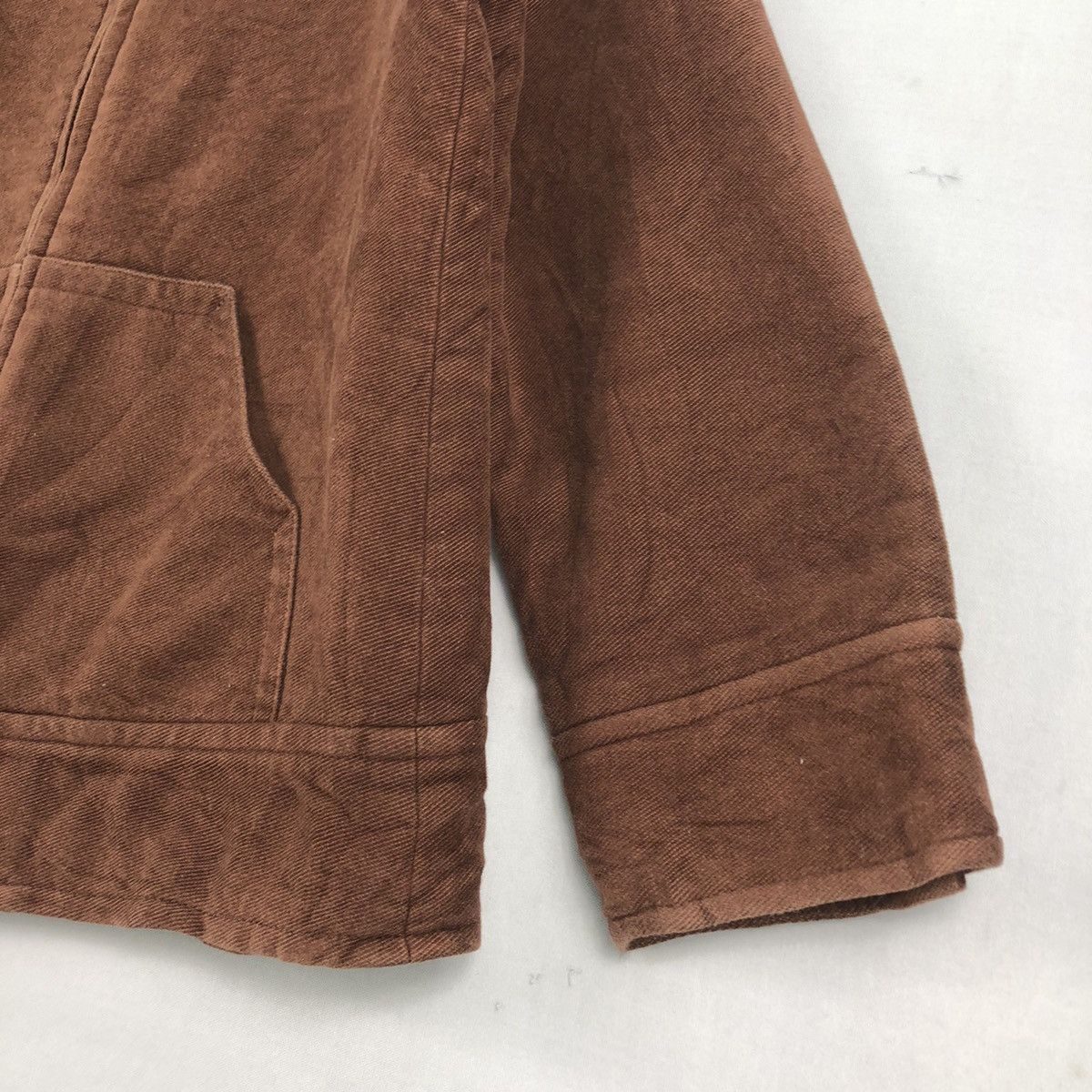 Japanese Brand Vintage Minimalist Brown Denim Zipper Jacket Size US S / EU 44-46 / 1 - 3 Thumbnail