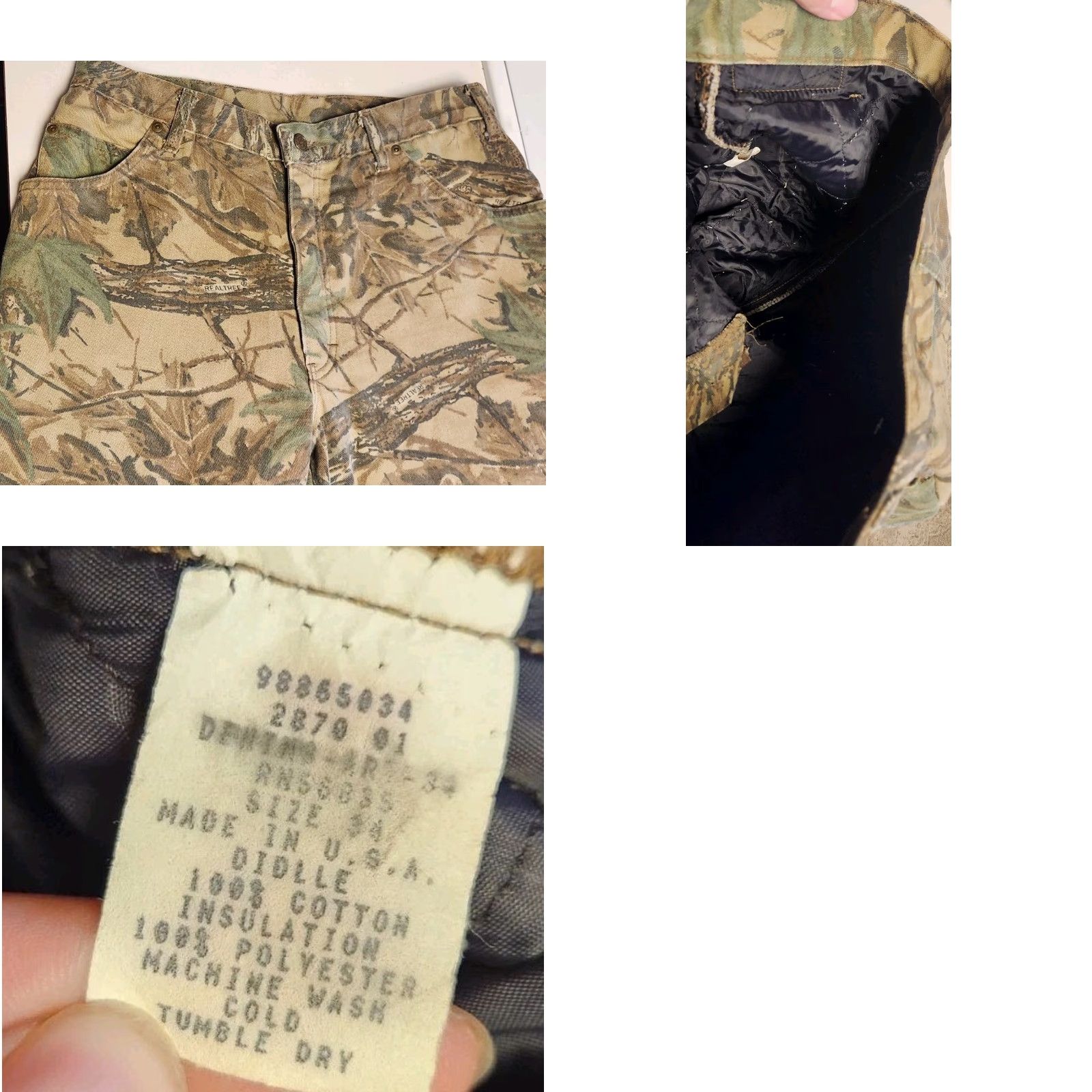 Vintage VINTAGE Cabela's Realtree Camo Hunting Pants Men 34 (32x30) Insulated Lined Camouflage Dress/Chino Style Casual, Workwear Mens Pants Size US 34 / EU 50 - 8 Thumbnail