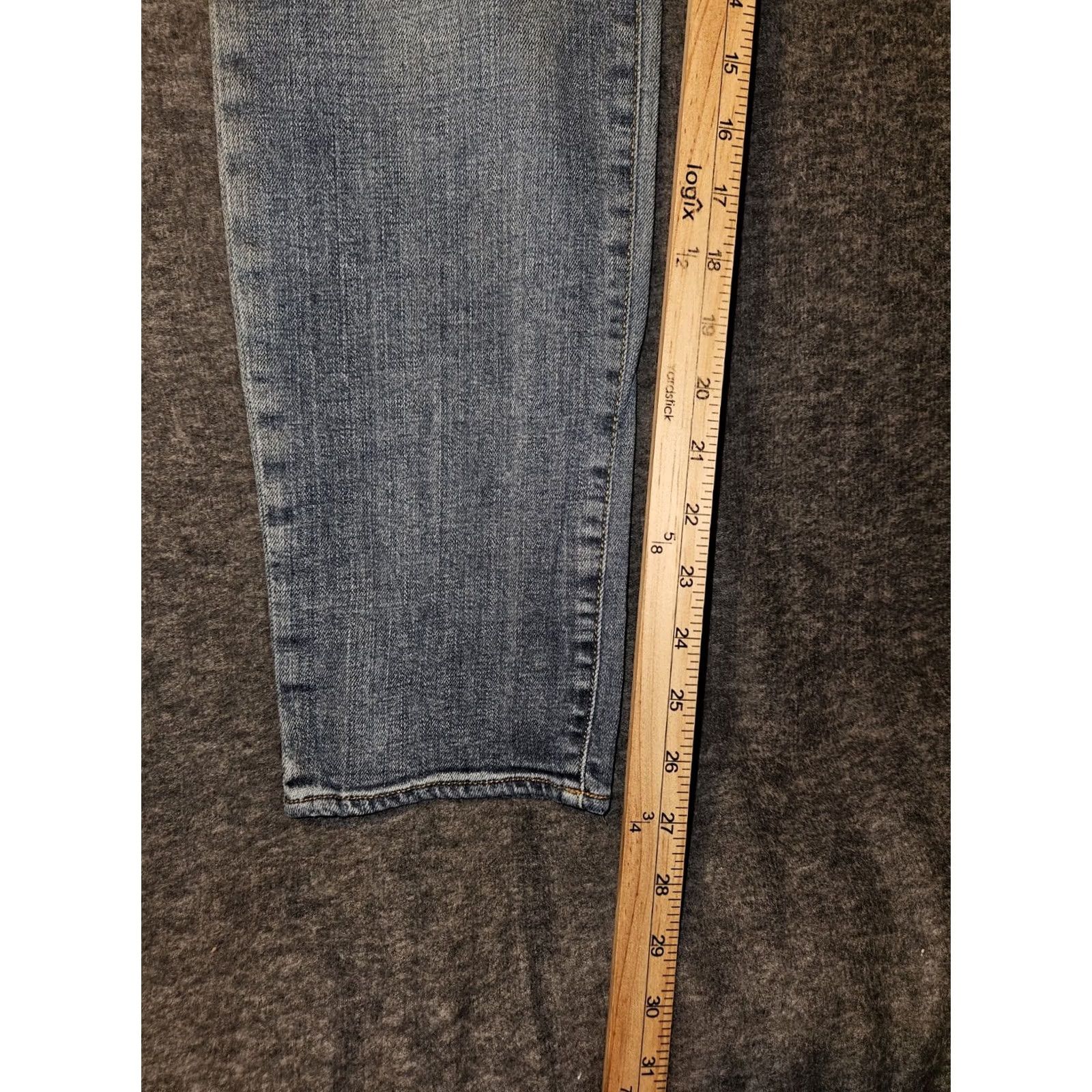 Vintage Rock & Republic Berlin Jeans Women's 16M Mid Denim Distressed Stretch Ankle Logo Slim Fit Blue 27in Inseam Women Size 38" / US 16 / IT 52 - 6 Thumbnail