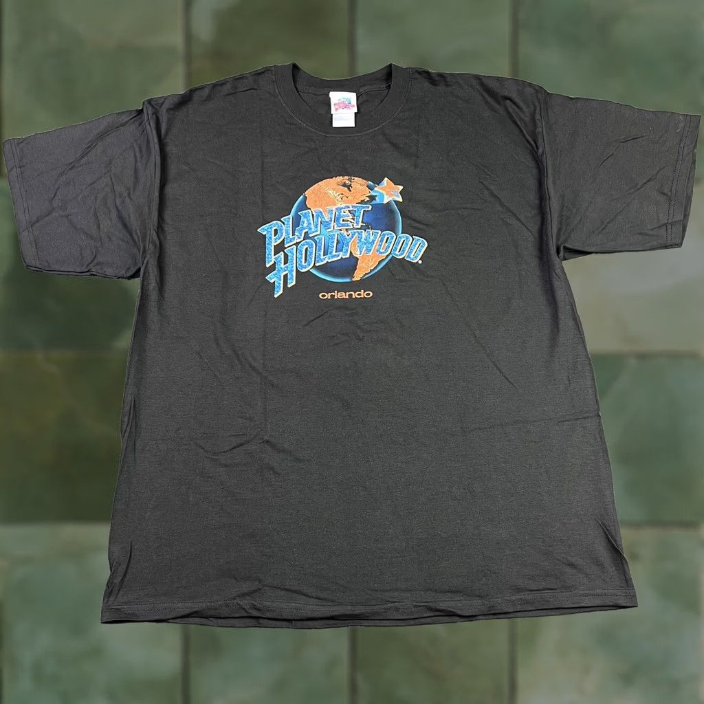 Planet Hollywood VINTAGE Planet Hollywood Shirt 2XL Black Short Sleeve Crew Neck Big Planet Logo Mens Size US XXL / EU 58 / 5 - 1 Thumbnail