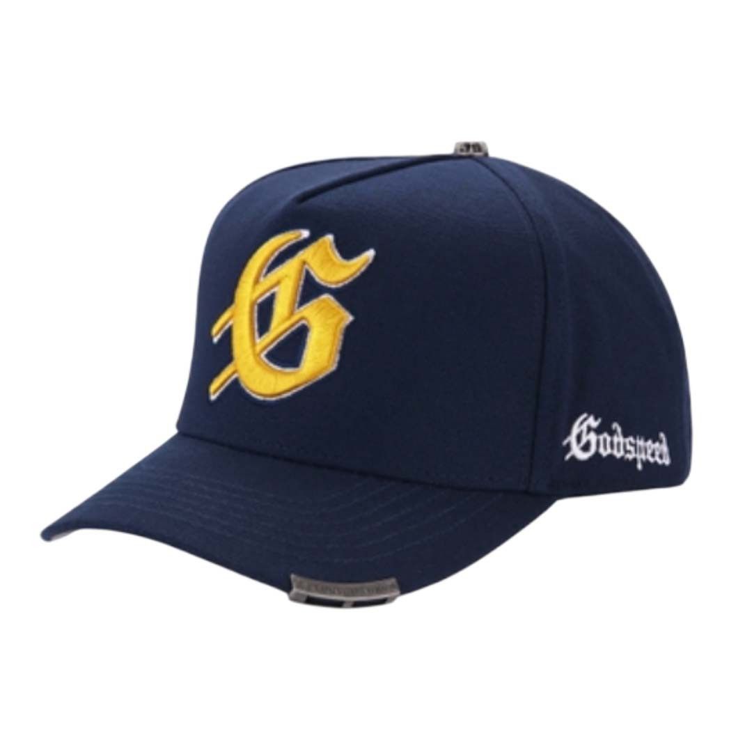 Godspeed G Logo Snapback Hat Navy Yellow Size ONE SIZE - 1 Preview
