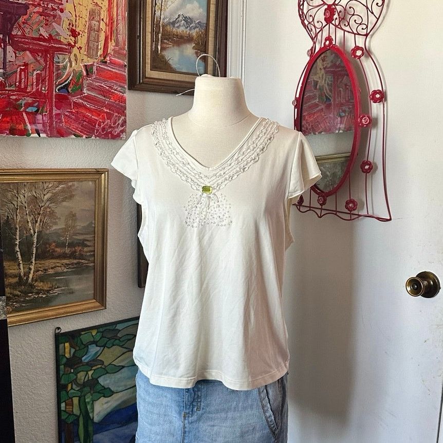 Other apostrophe cream beaded blouse top Size XL / US 12-14 / IT 48-50 - 1 Thumbnail