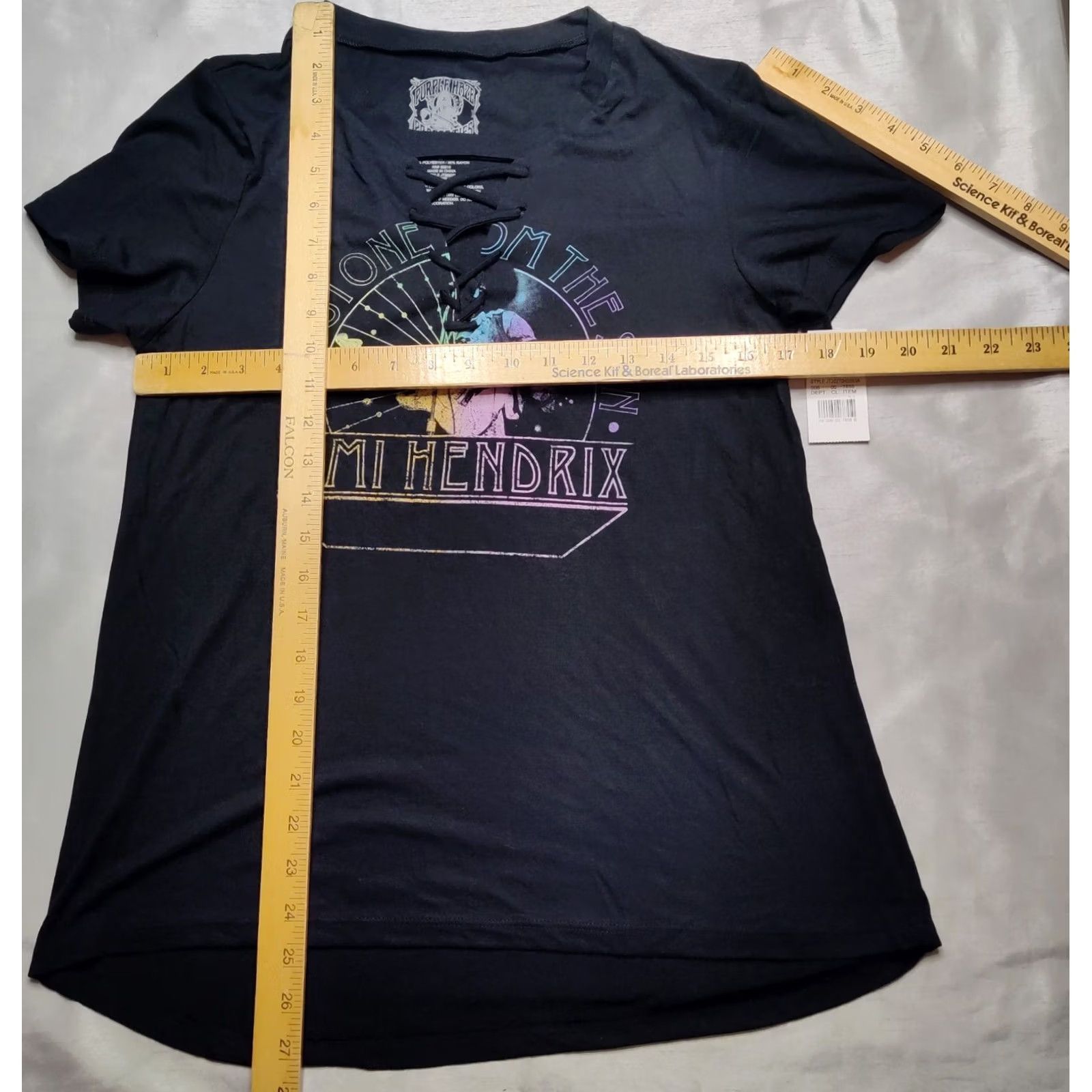 Vintage Jimi Hendrix T-Shirt Women Medium Black LaceUp Henley 3rd Stone From The Sun NEW Size M / US 6-8 / IT 42-44 - 7 Thumbnail