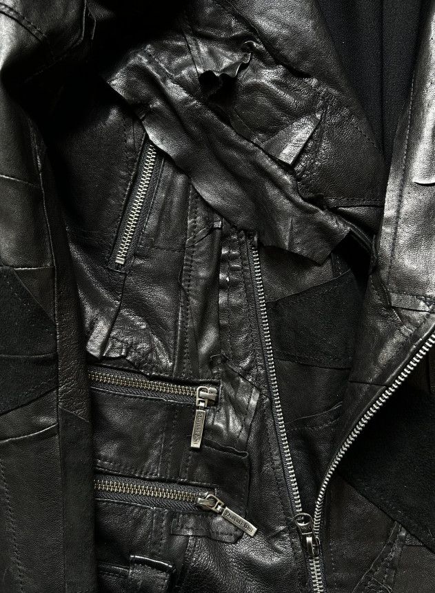 Yasuyuki Ishii Yasuyuki Ishii Heavily Distressed Dark Patch Leather Coat Size US XL / EU 56 / 4 - 5 Thumbnail
