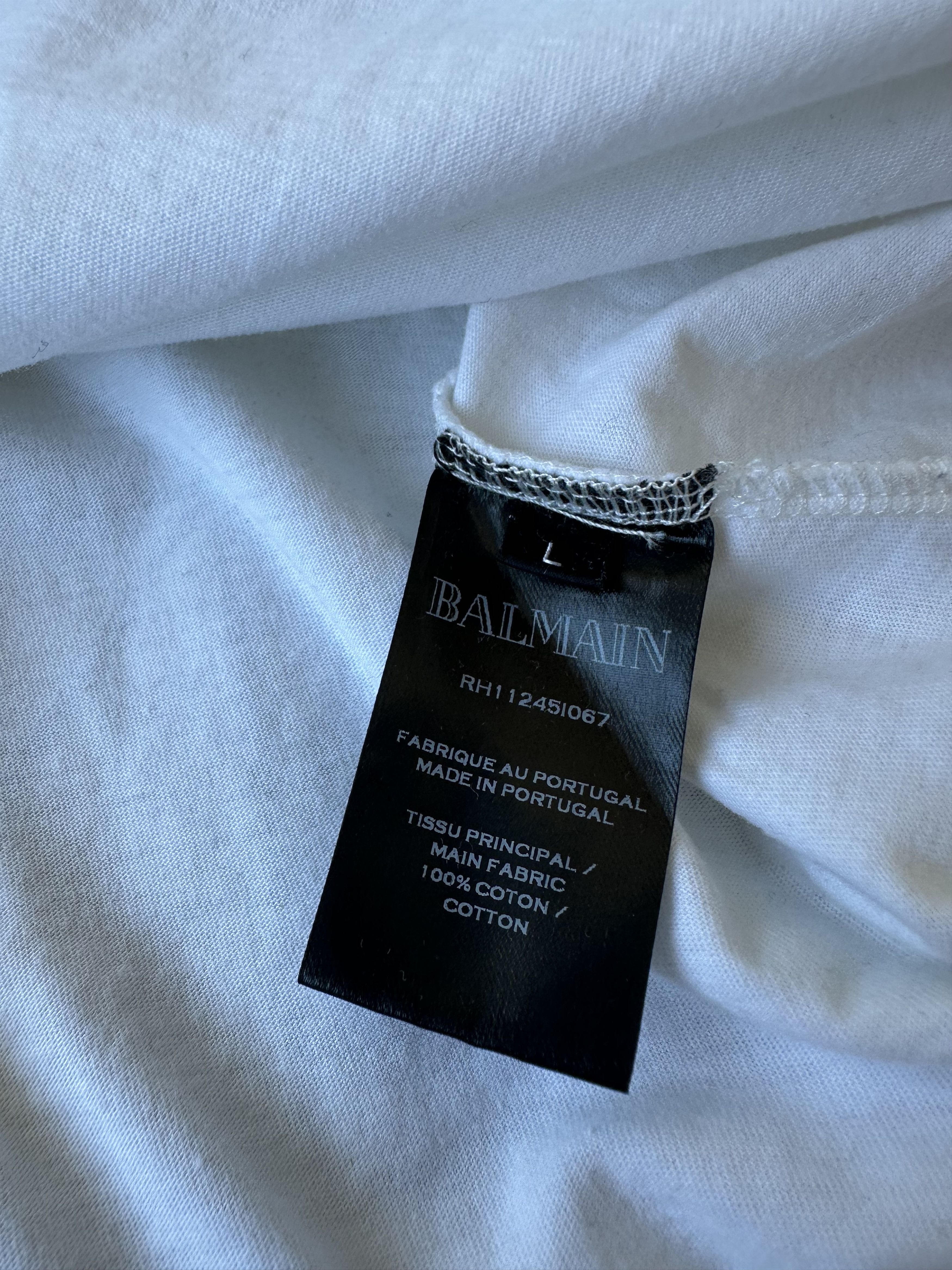 Balmain Balmain Coing Logo White Cotton T shirt Size US L / EU 52-54 / 3 - 5 Thumbnail
