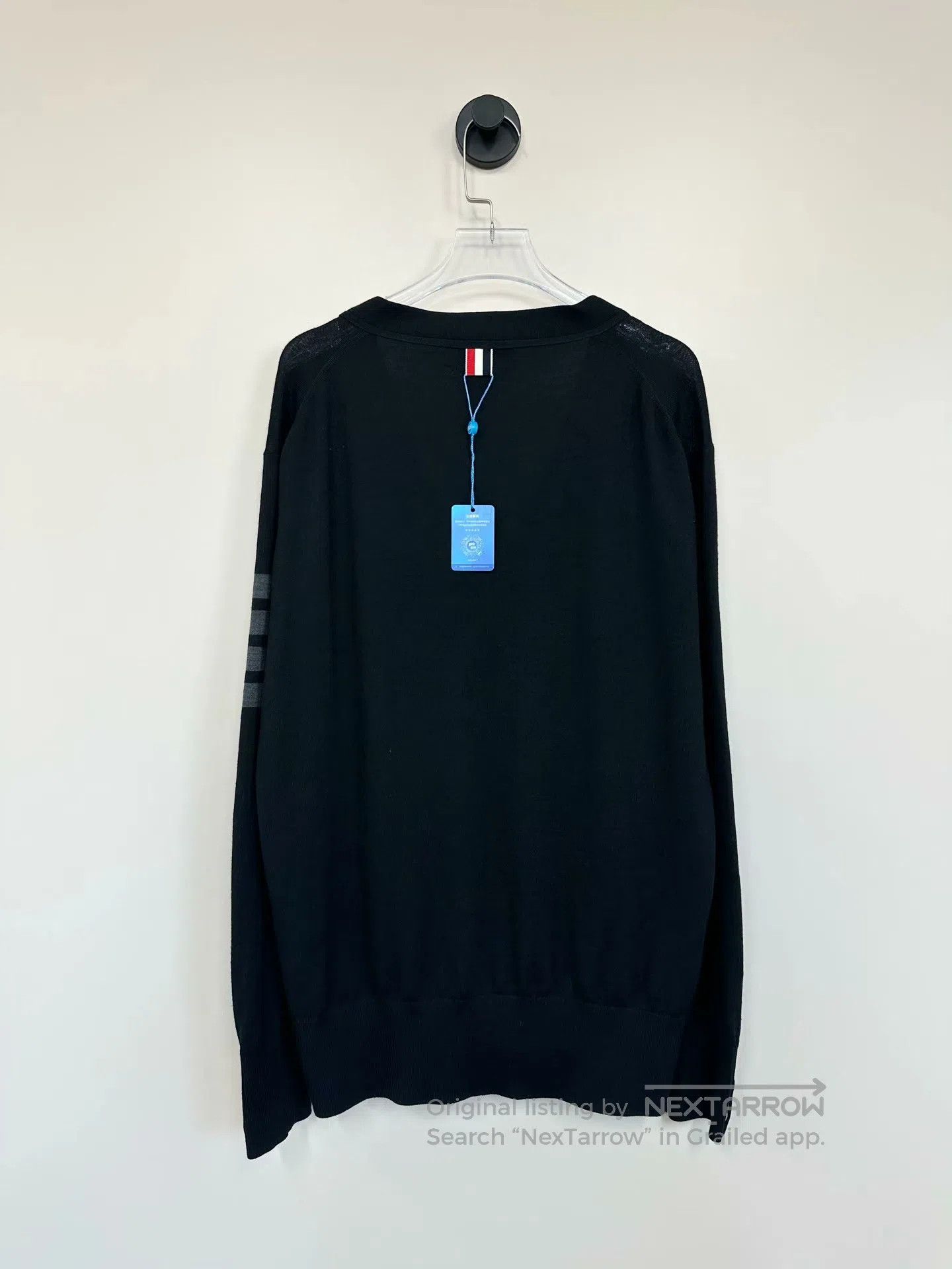 Thom Browne Thom Browne Black Classic Four Stripe Wool Cardigan| Size US XL / EU 56 / 4 - 2 Thumbnail