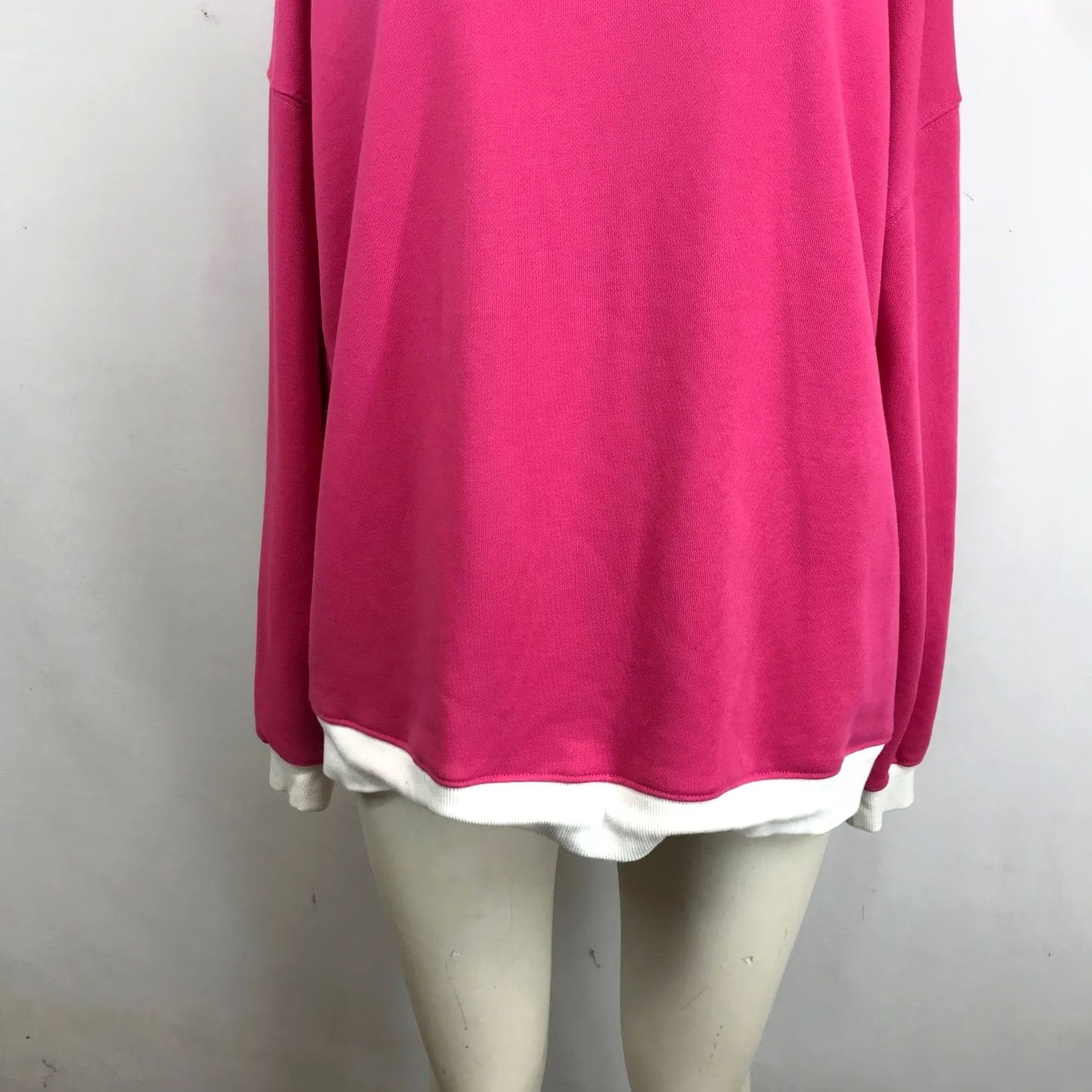Pinko Oversized Sweatshirt Large Pink White Contrast Trim Layered Womens Size L / US 10 / IT 46 - 3 Thumbnail