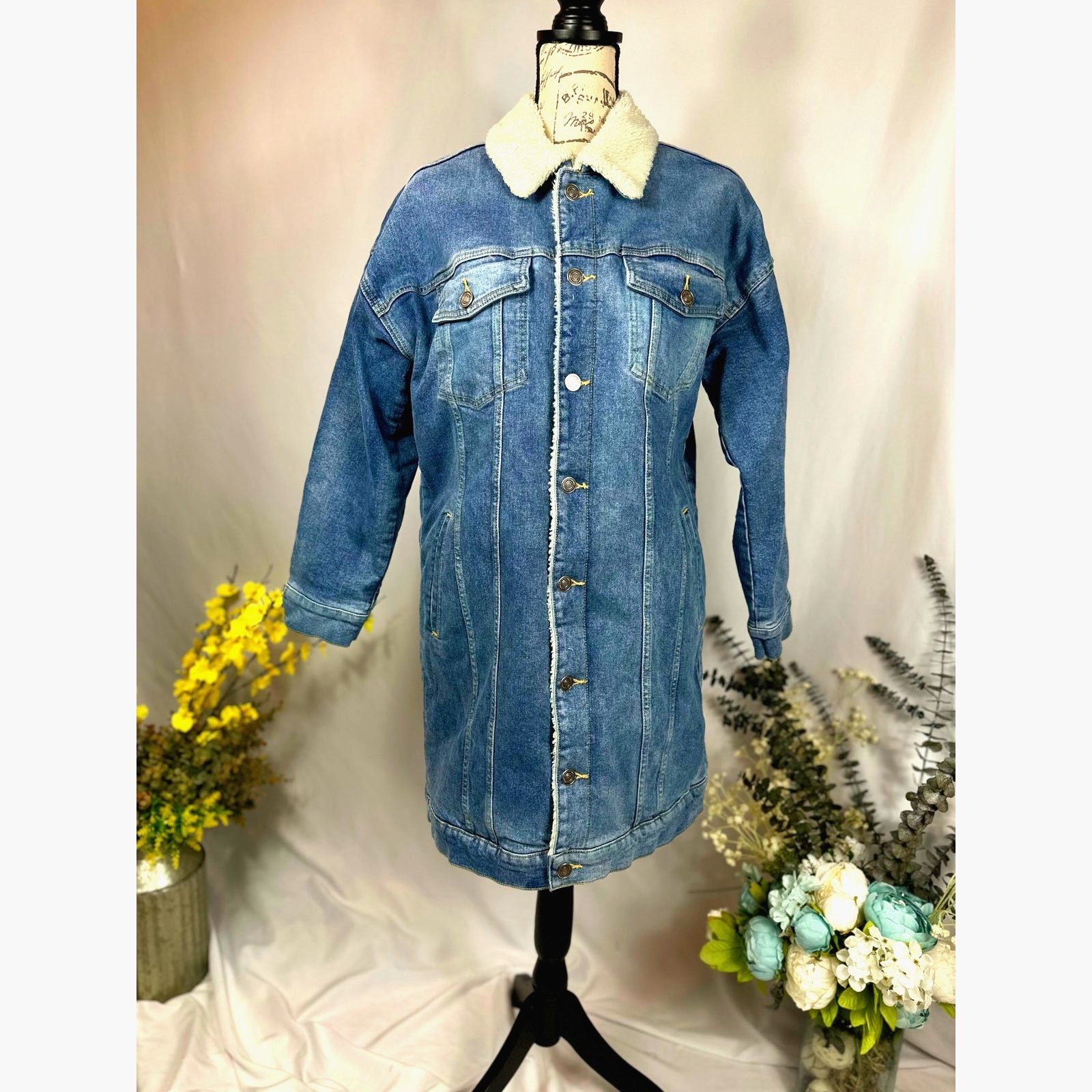 Other LNDN Landon Denim Sherpa Lined Jacket Medium Wash XS/S Size S / US 4 / IT 40 - 8 Thumbnail