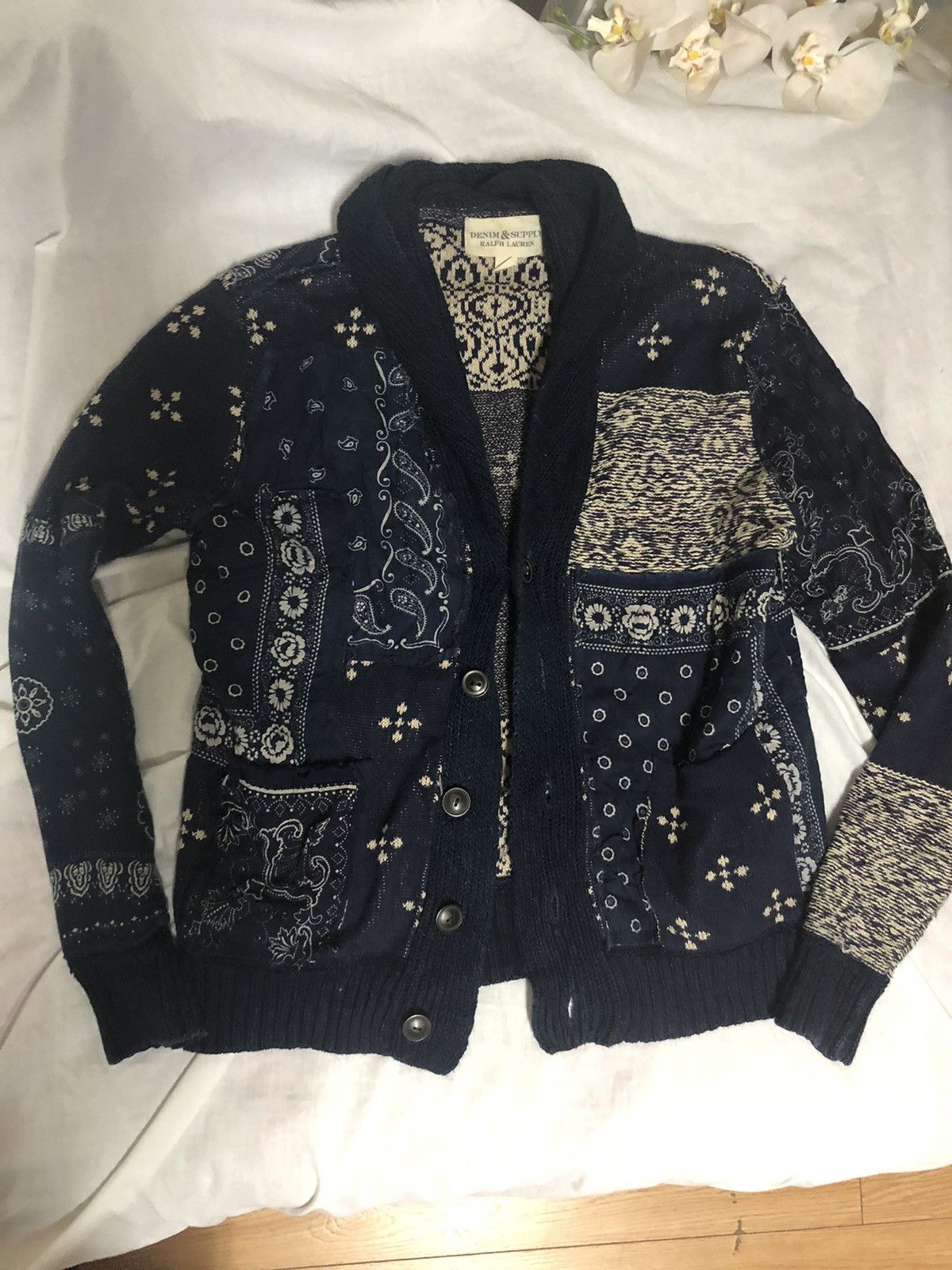 Denim & Supply Ralph Lauren × RRL Ralph Lauren × Ralph Lauren Ralph Lauren Shawl Cardigan Bandanna patchwork Size US XS / EU 42 / 0 - 4 Thumbnail