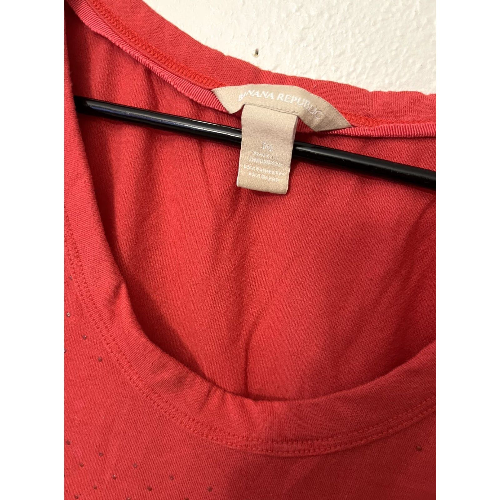 Banana Republic Banana Republic V-Neck Shirt Blouse Medium Orange Womens Solid Short Sleeve Size M / US 6-8 / IT 42-44 - 3 Thumbnail