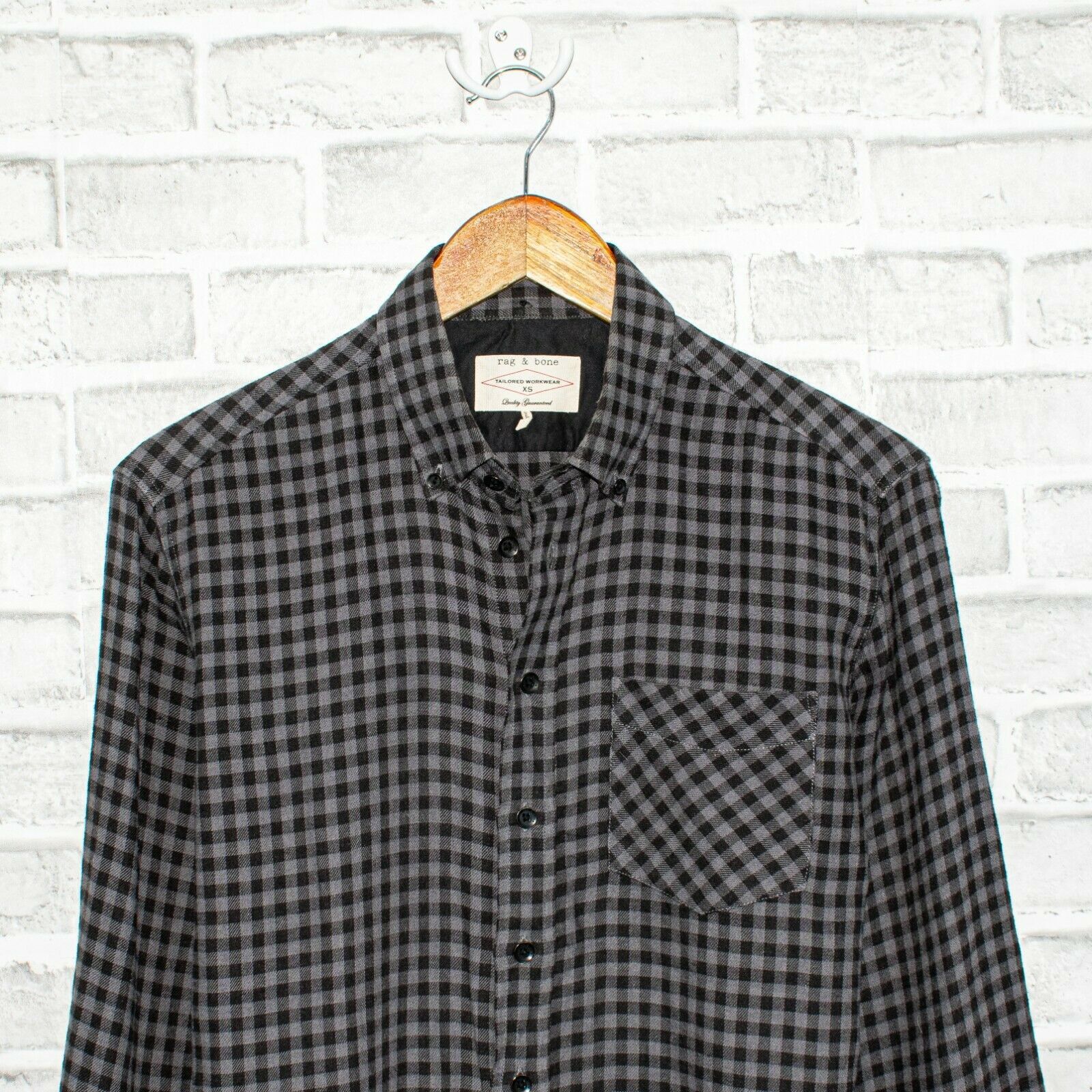 Rag & Bone Rag & Bone Tailored Workwear Flannel Shirt Black Gray check Size US XS / EU 42 / 0 - 6 Thumbnail